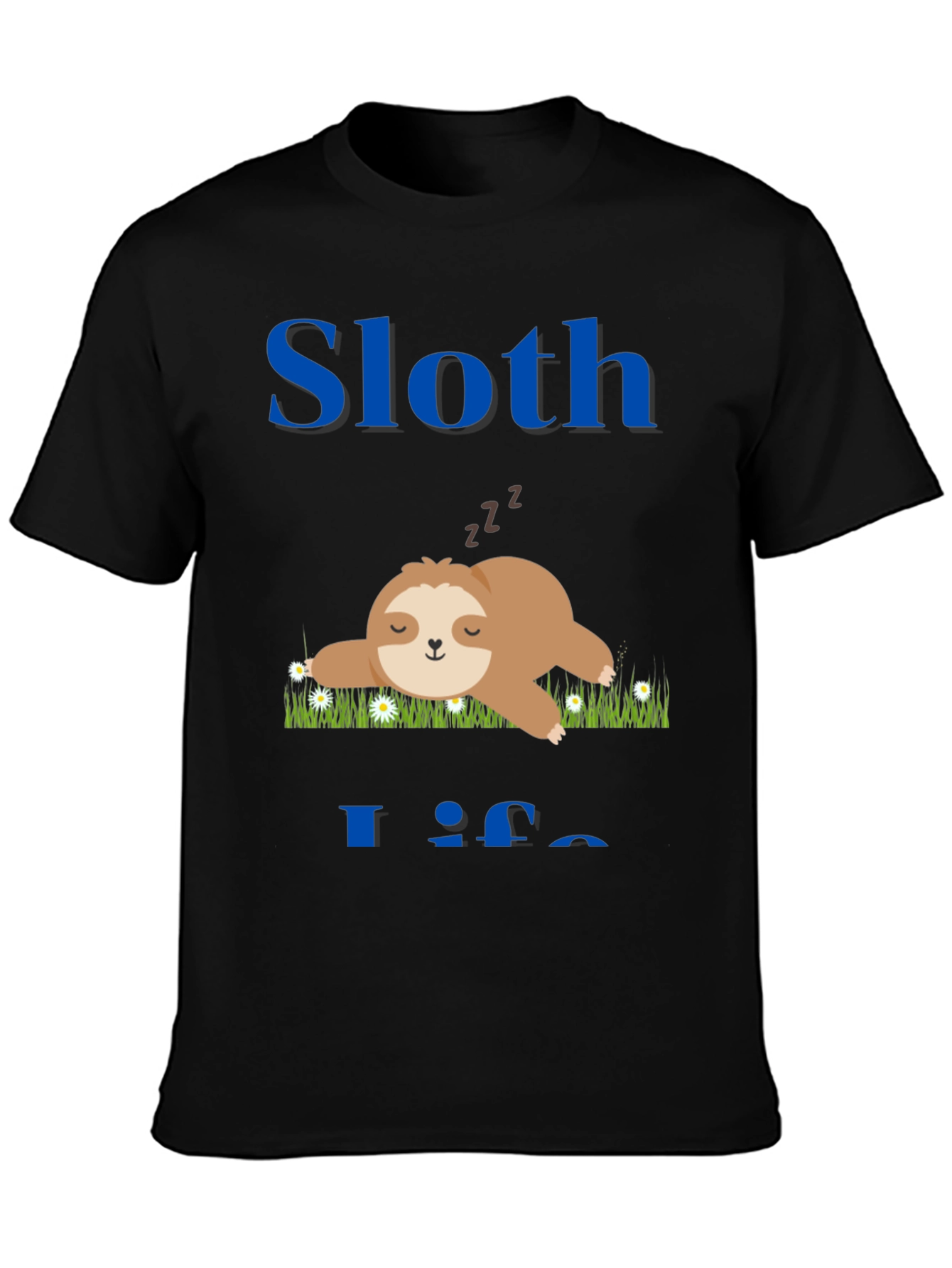 Black Sloth Life T-Shirt - Cute and Comfy view 3