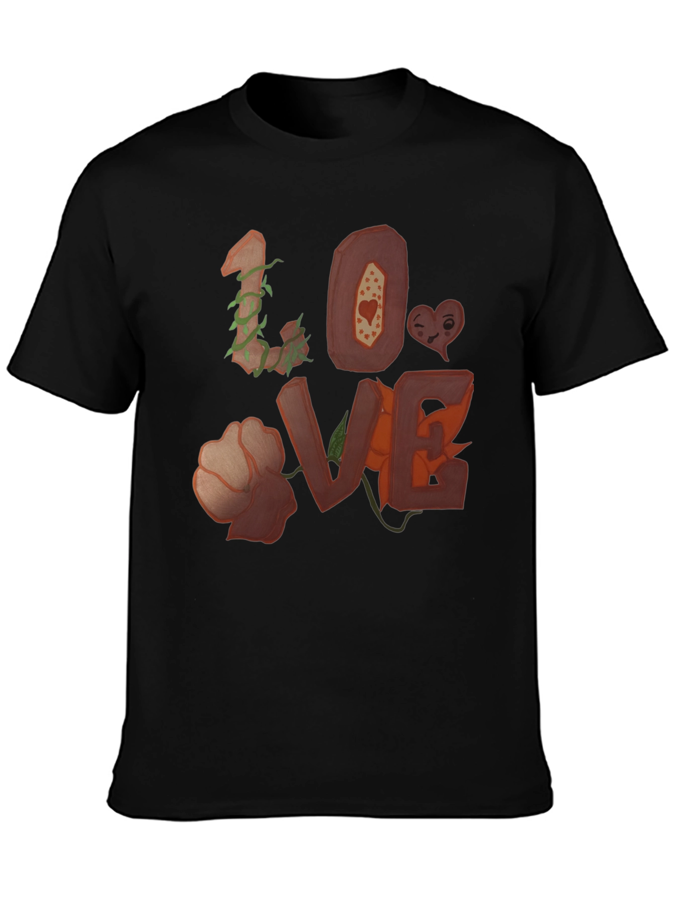 Black Floral LOVE Graphic Tee - Unique Heart Design view 3