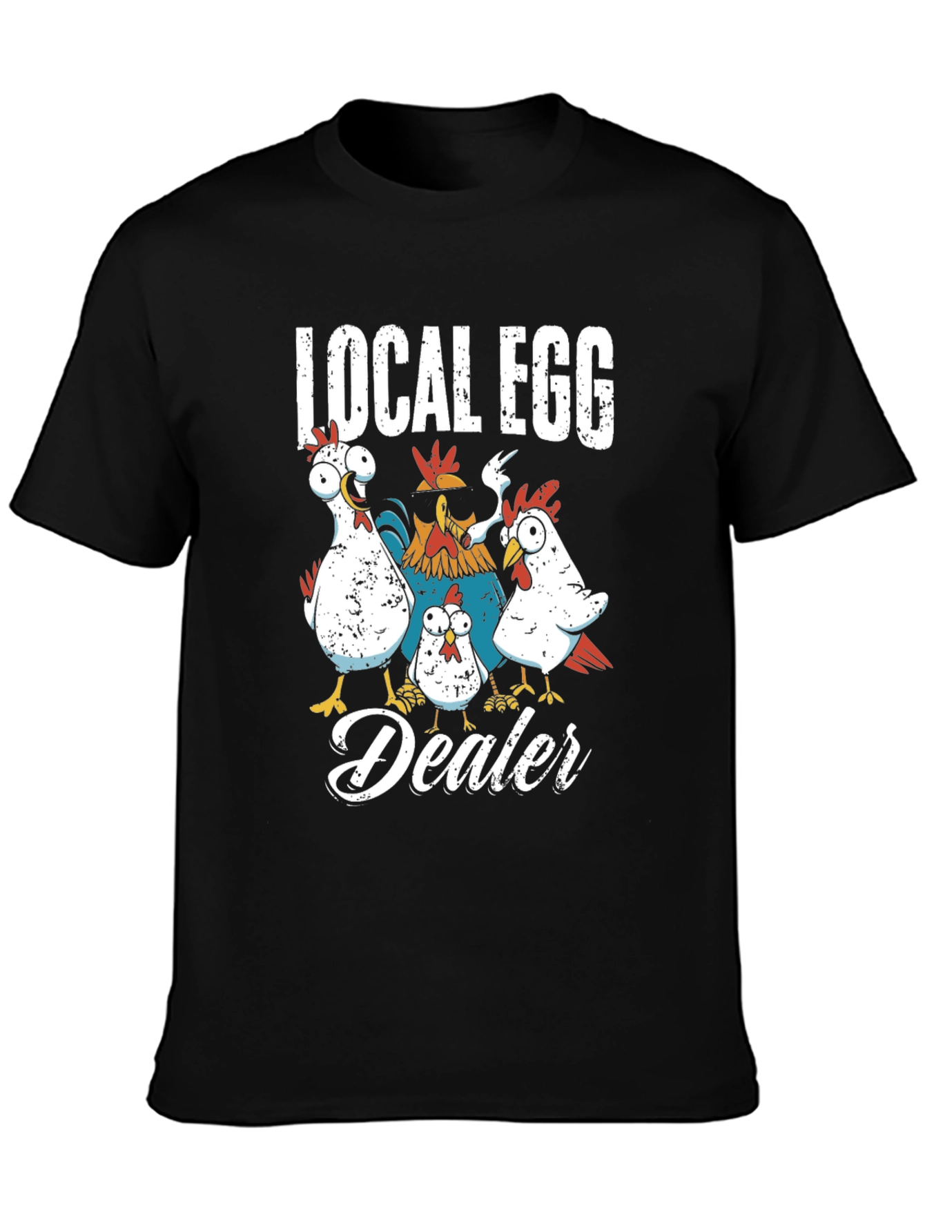 Black Local Egg Dealer Chicken Graphic T-Shirt view 3