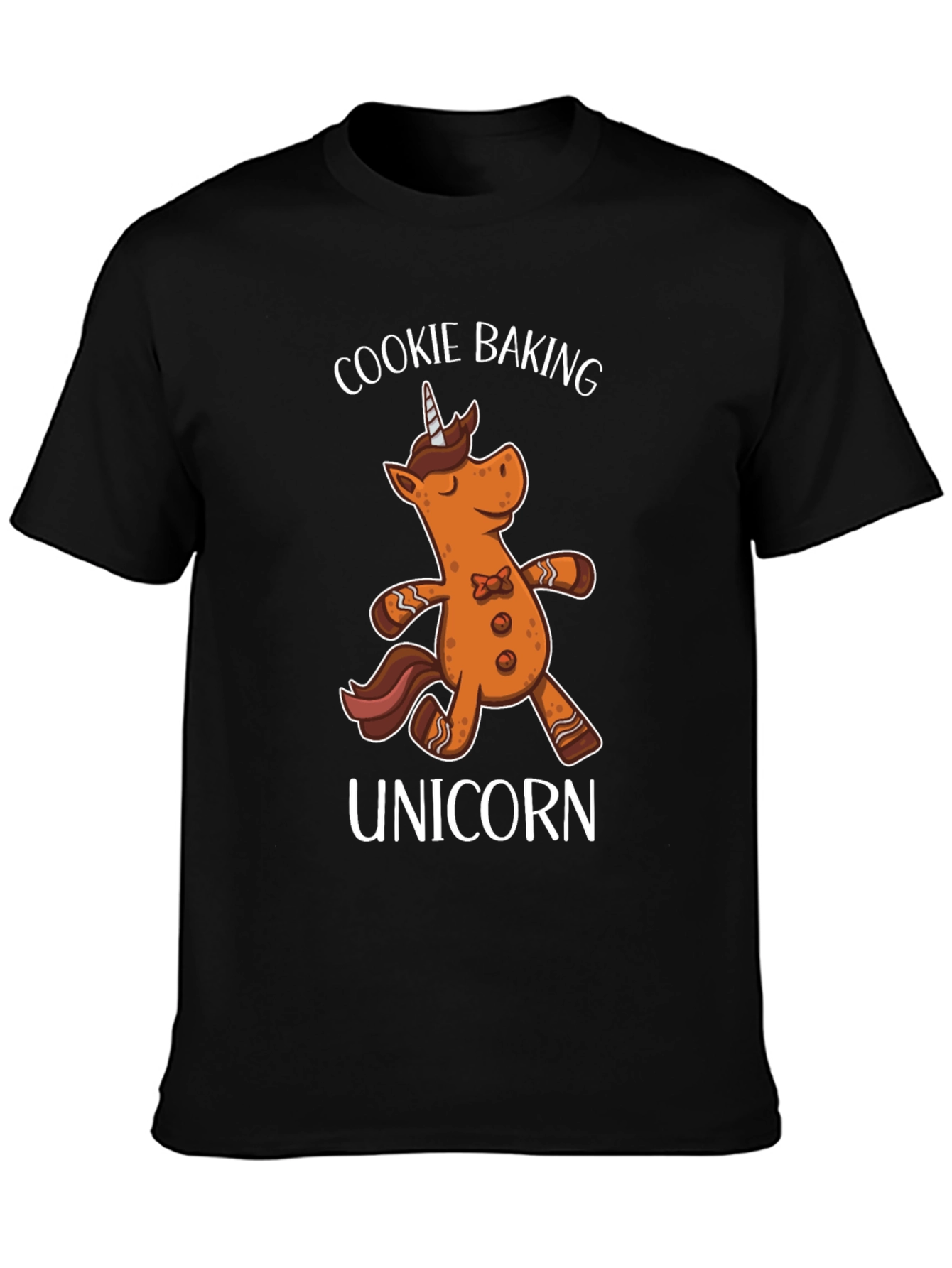 Black Cookie Baking Unicorn T-Shirt view 3