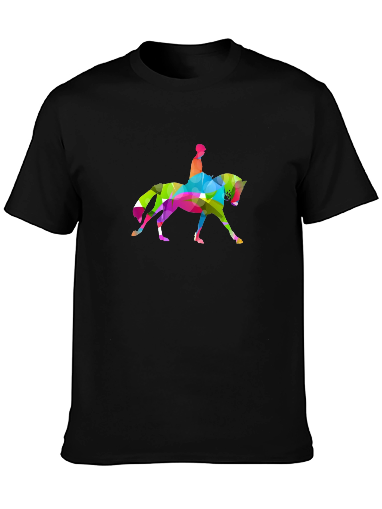 Black Geometric Horse Rider Graphic Tee - Stylish Black T-Shirt view 3