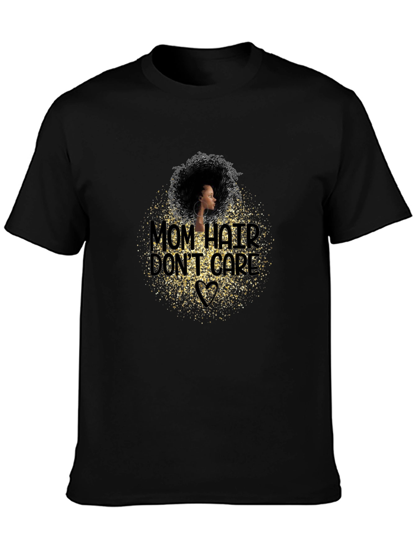 Black Mom Hair Don't Care Graphic T-Shirt - Black view 3