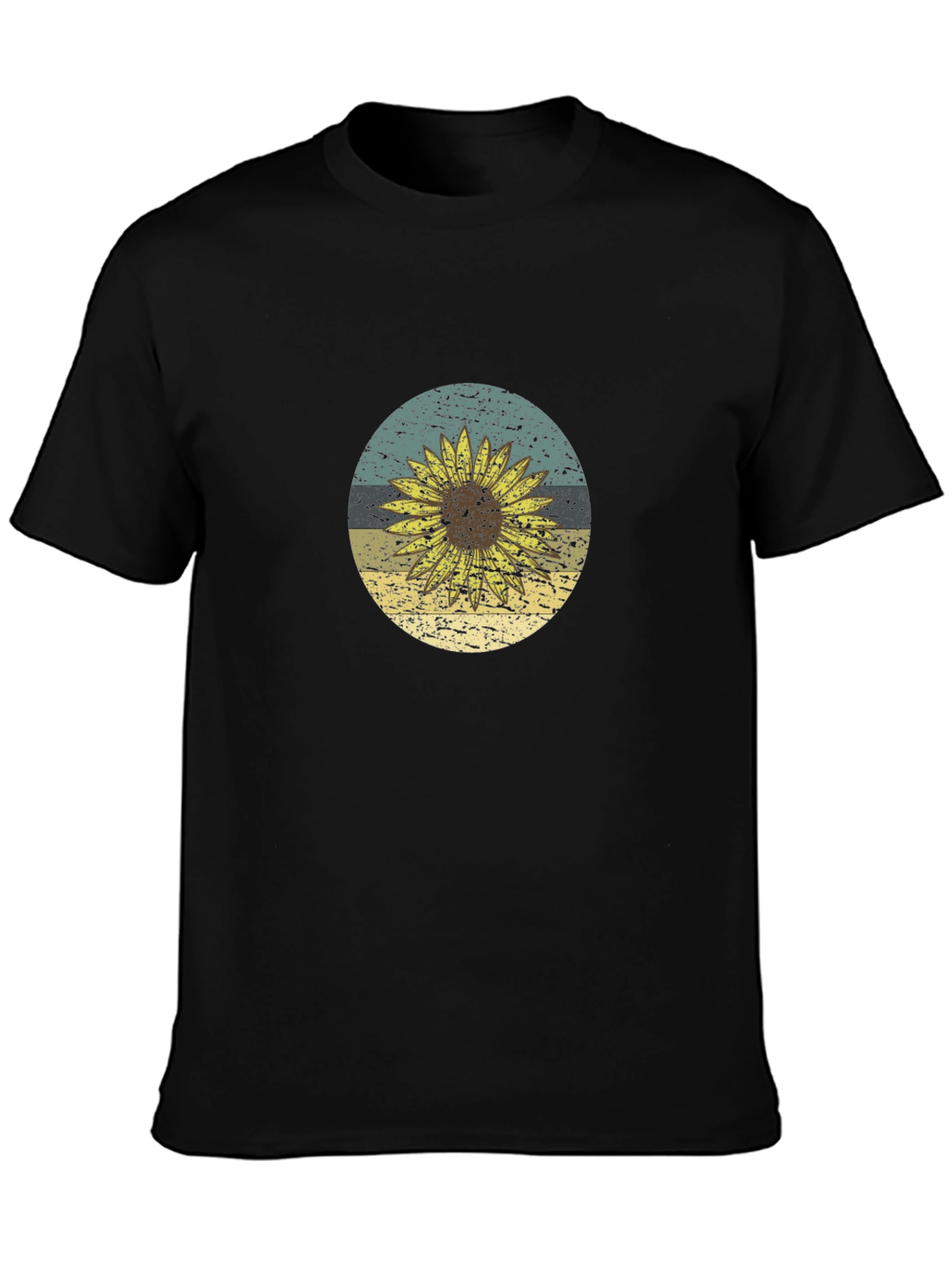 Black Sunflower Graphic Tee - Black Cotton T-Shirt view 3