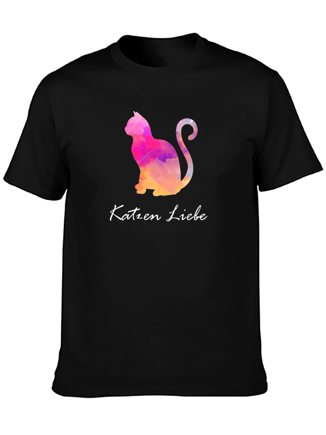 Black Cat Lover T-Shirt - Katzen Liebe Watercolor view 3