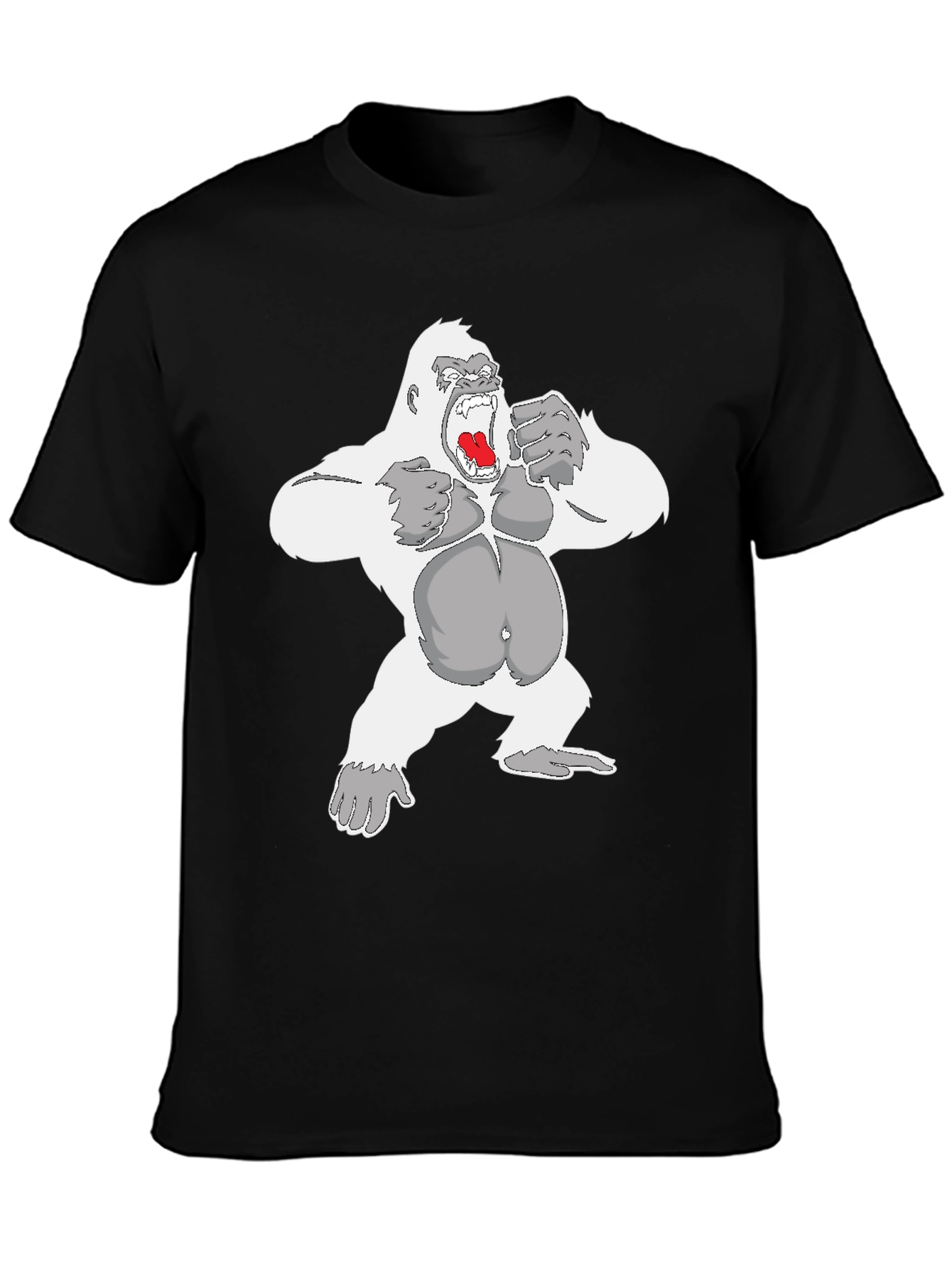 Black Angry Gorilla Graphic Tee - Men's Black T-Shirt view 3