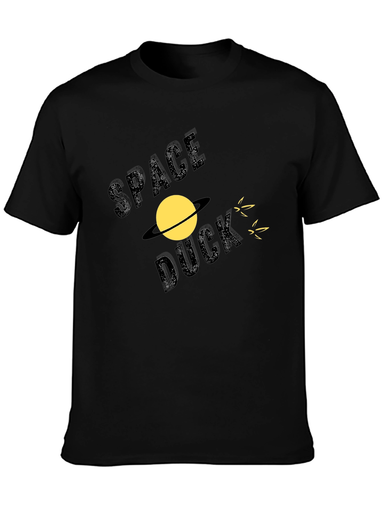 Black Space Duck T-Shirt - Novelty Graphic Tee view 3