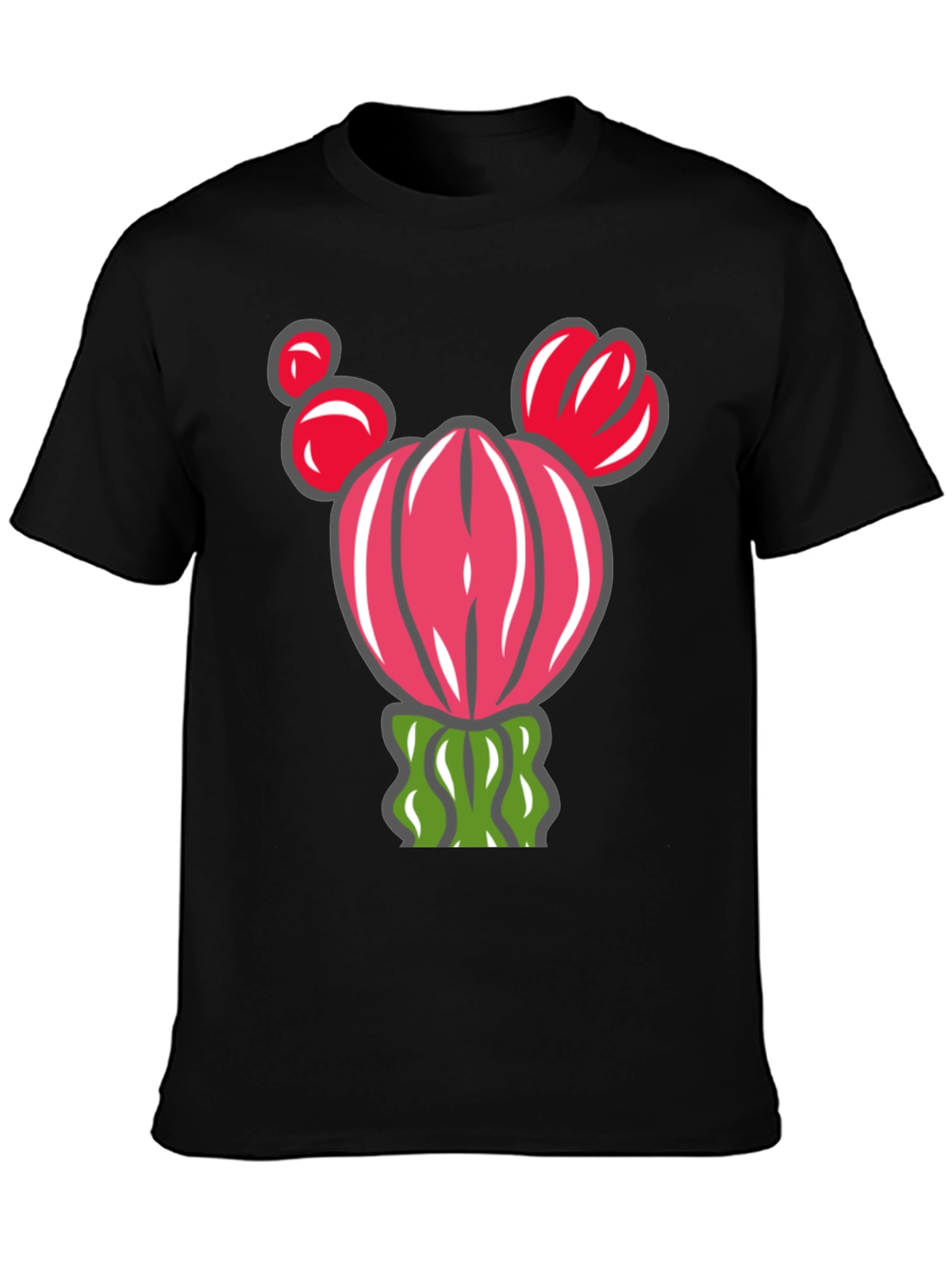Black Cactus Graphic T-Shirt - Whimsical Desert Style view 3
