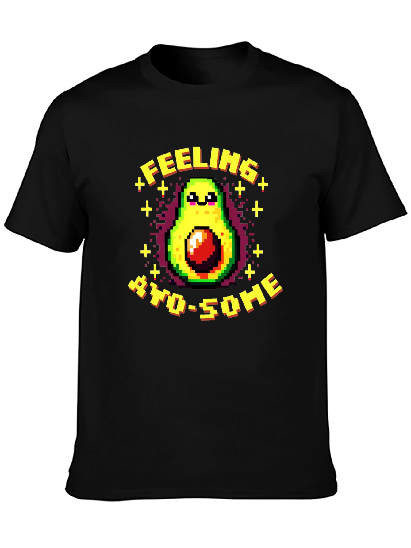 Black Feeling Avo-Some Pixelated Avocado T-Shirt view 3