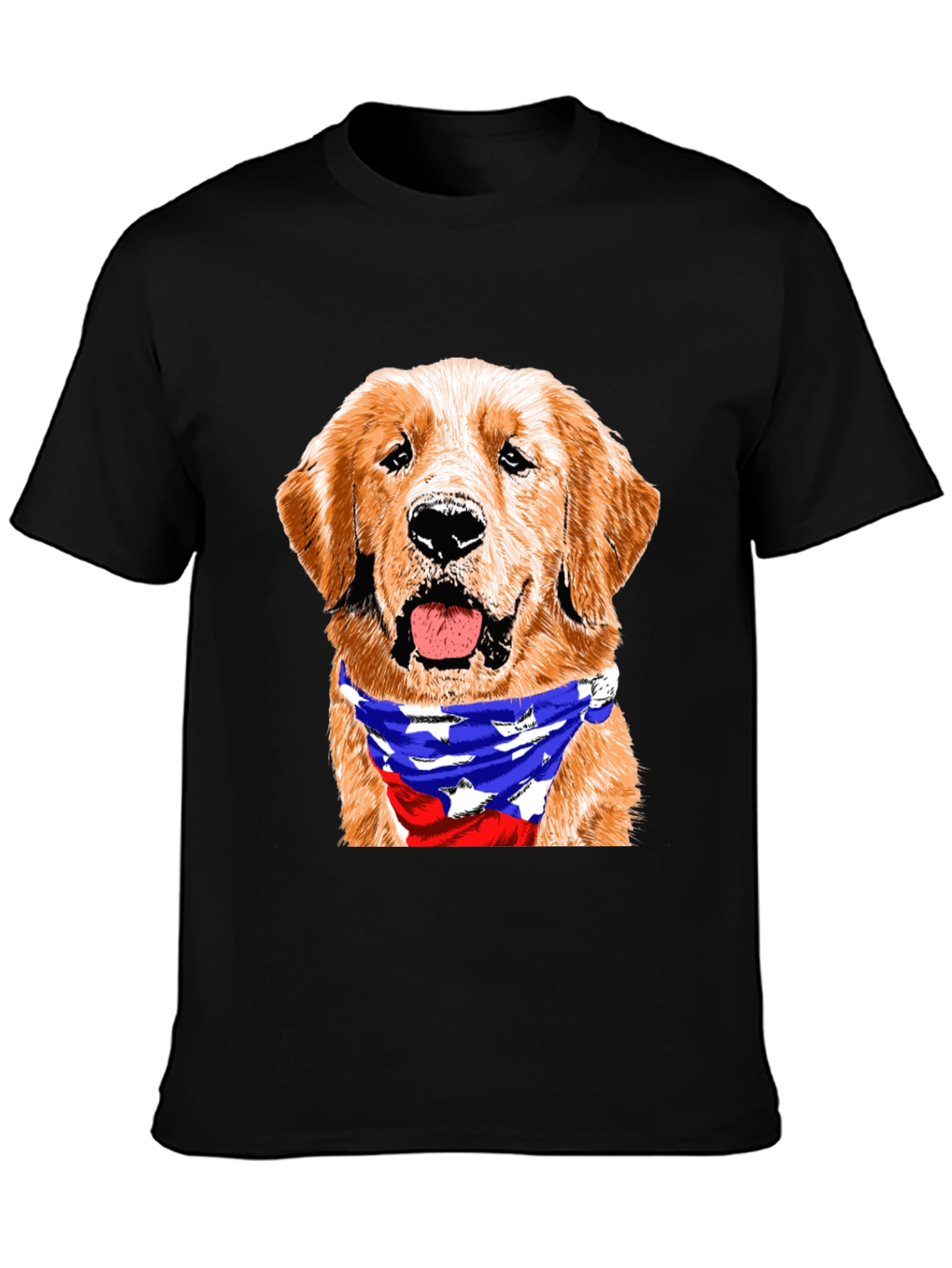 Black Golden Retriever American Flag Bandana T-Shirt view 3
