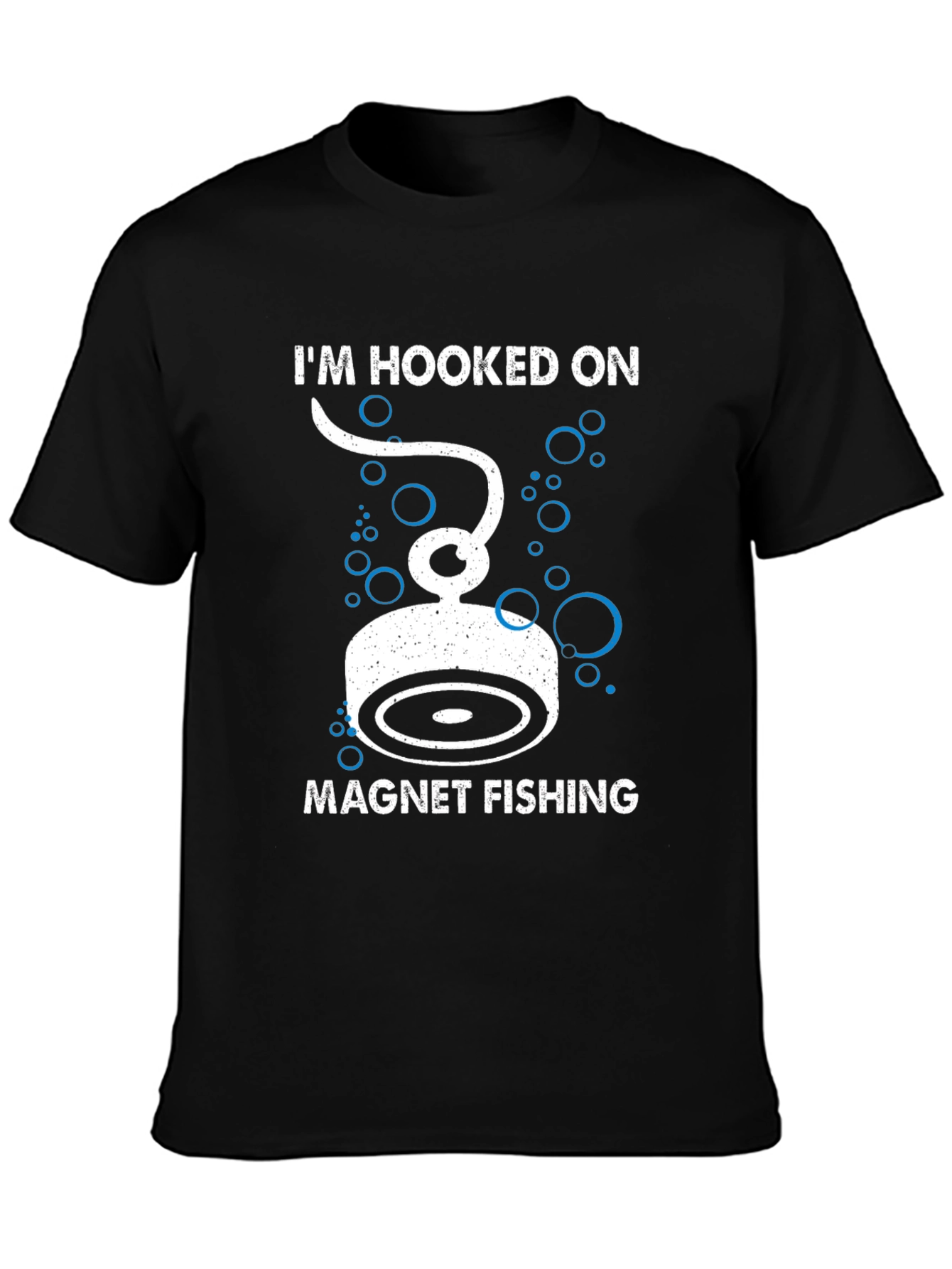 Black Hooked on Magnet Fishing T-Shirt view 3