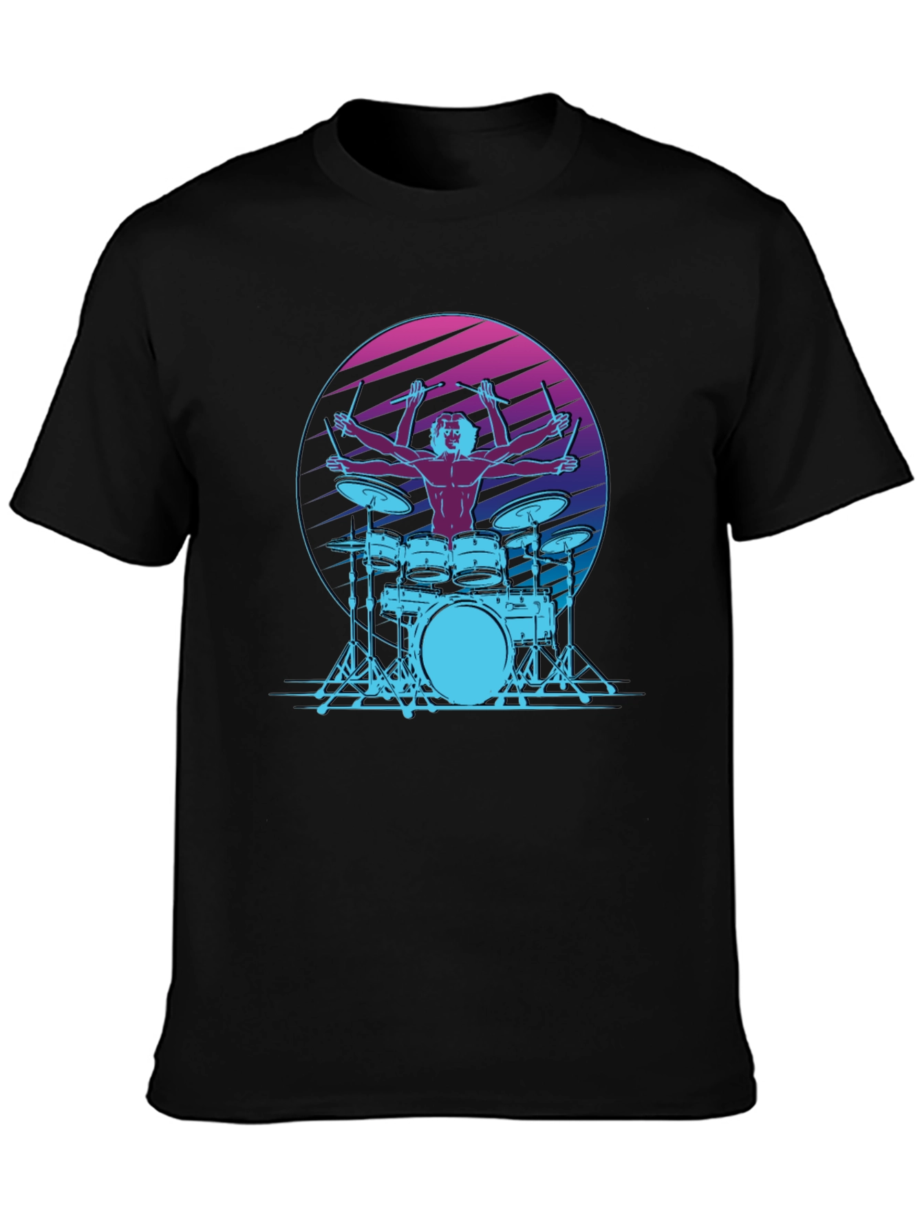 Black Drummer Graphic Tee - Cool Retro Design view 3