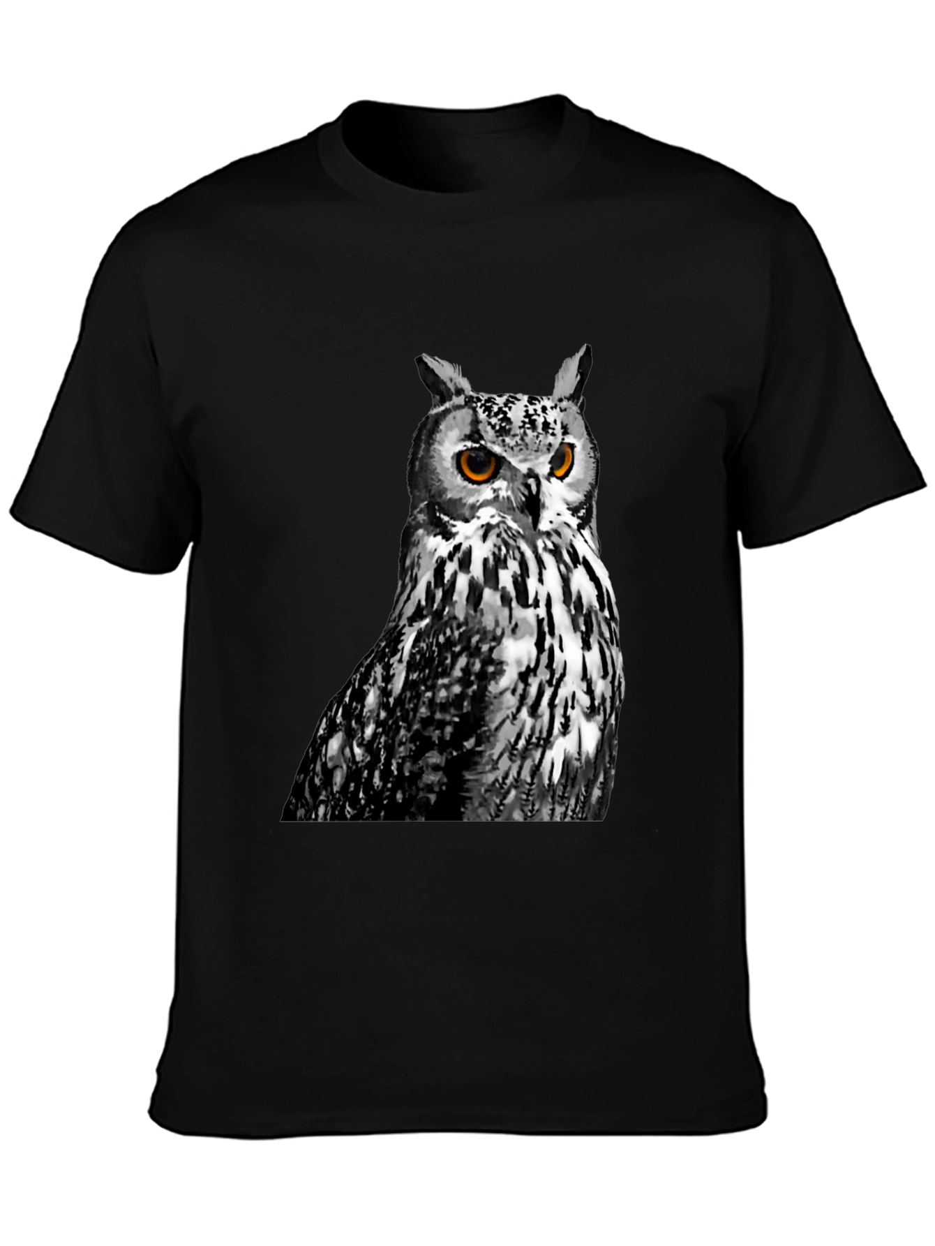 Black Owl Graphic Print Crew Neck T-Shirt view 3