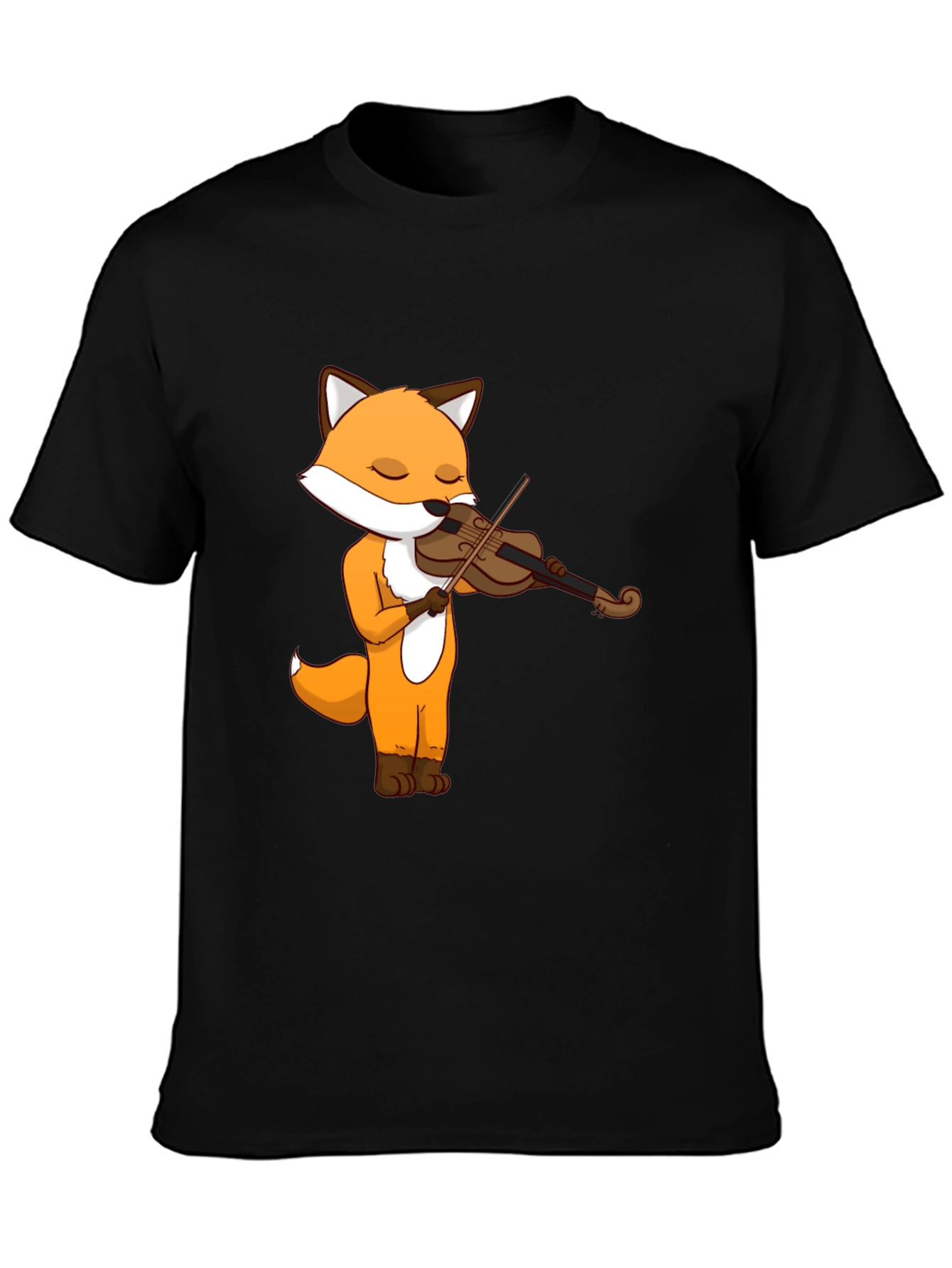 Black Fox Violinist Graphic Tee - Unisex Cotton T-Shirt view 3