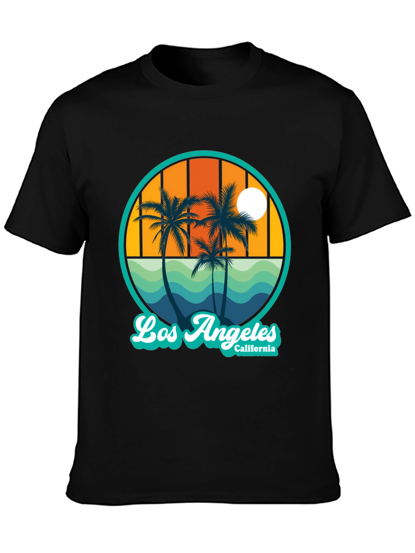 Black Los Angeles California Palms Graphic T-Shirt view 3