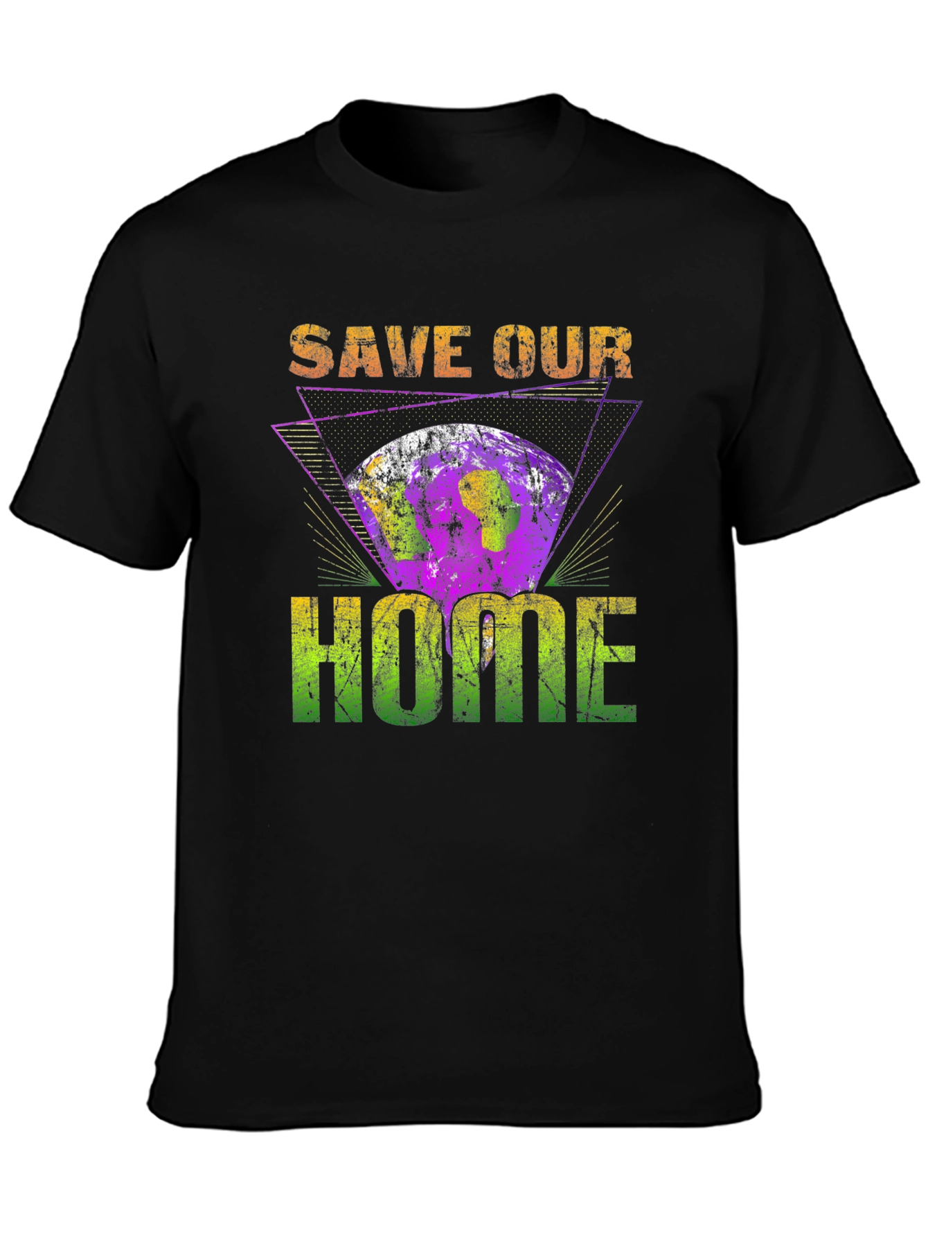 Black Save Our Home Earth Graphic T-Shirt view 3