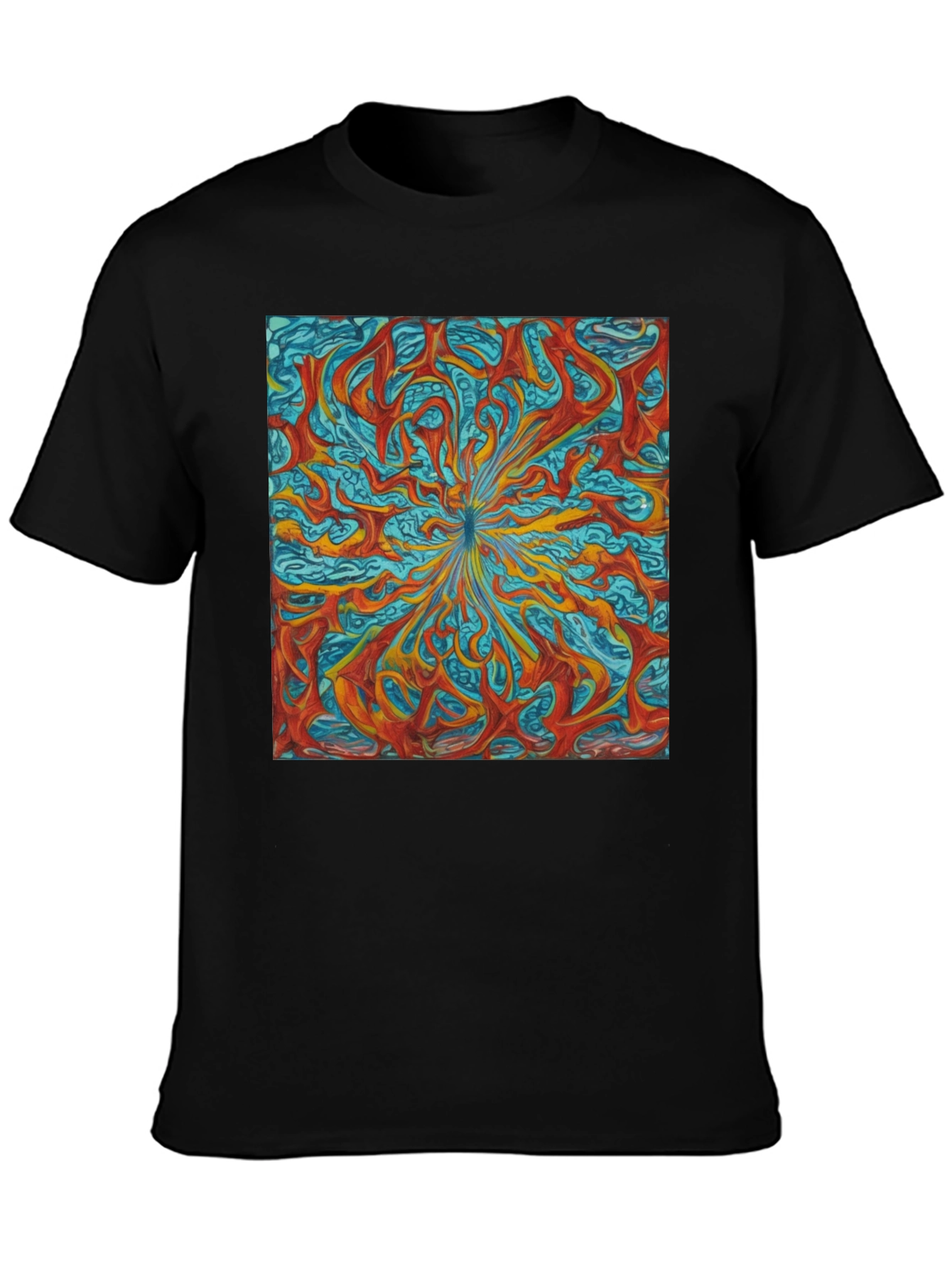 Black Abstract Art Graphic Tee - Stylish Men's T-Shirt view 3