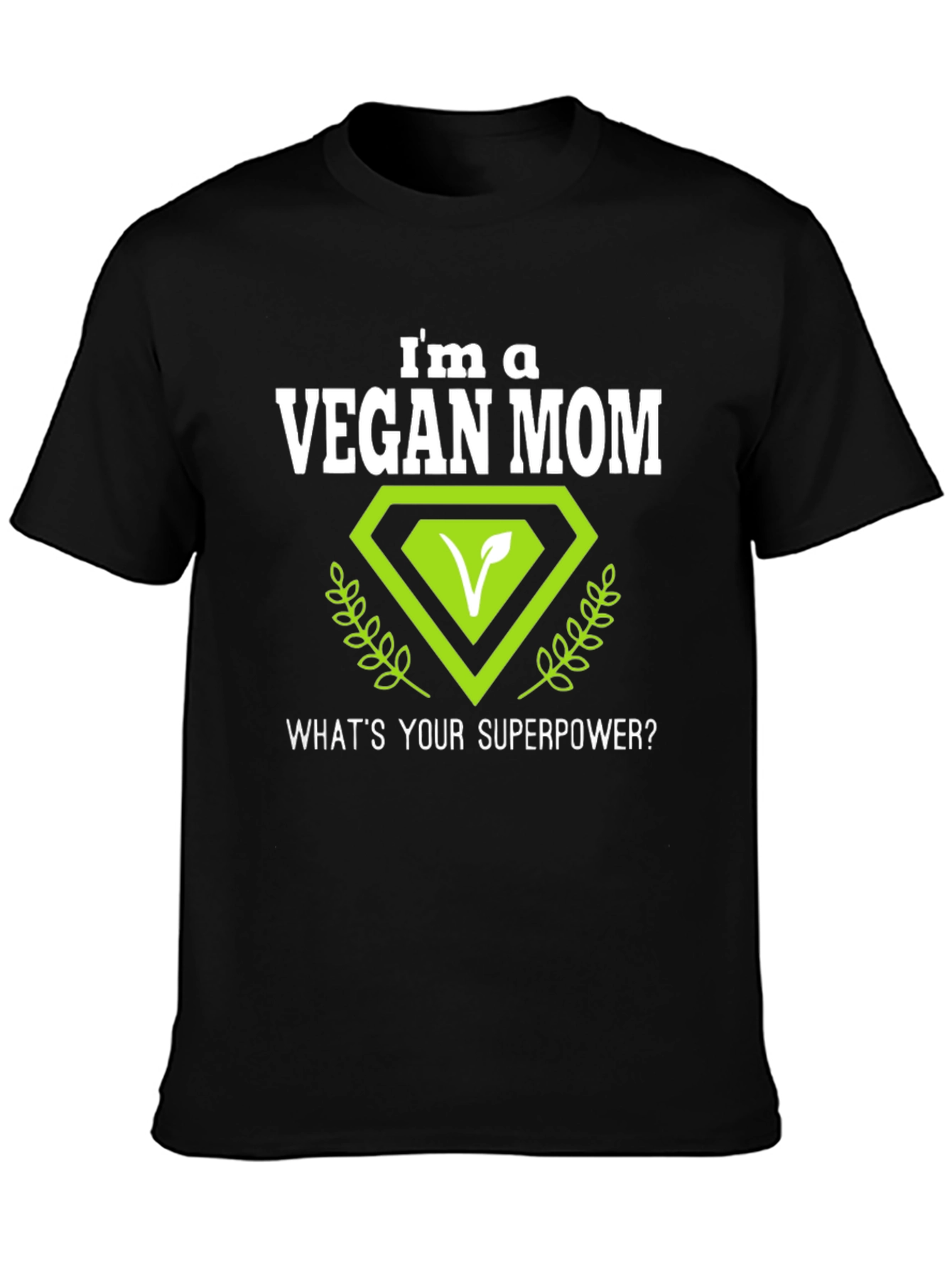 Black Vegan Mom T-Shirt - Superpower Design view 3