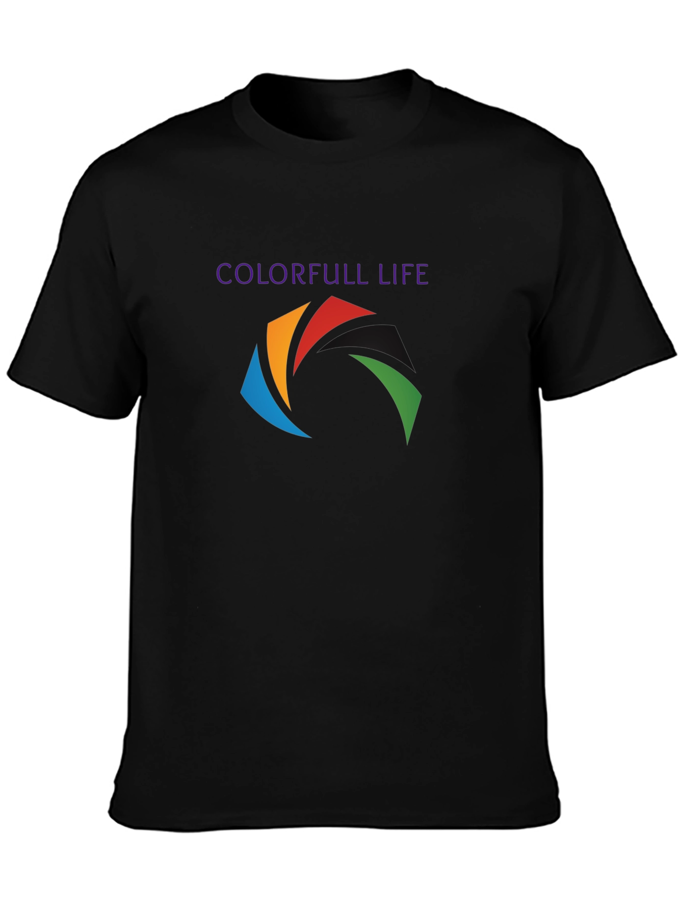 Black Colorful Life Graphic T-Shirt view 3