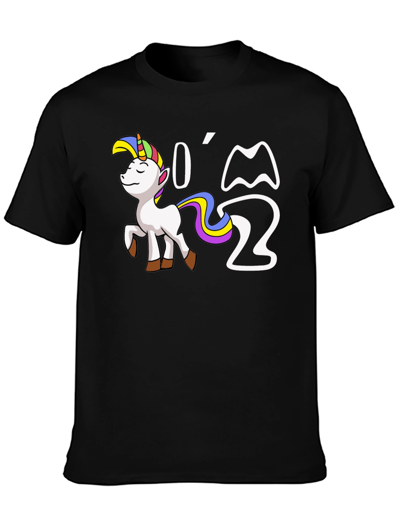 Black I'm Two Unicorn Birthday T-Shirt view 3