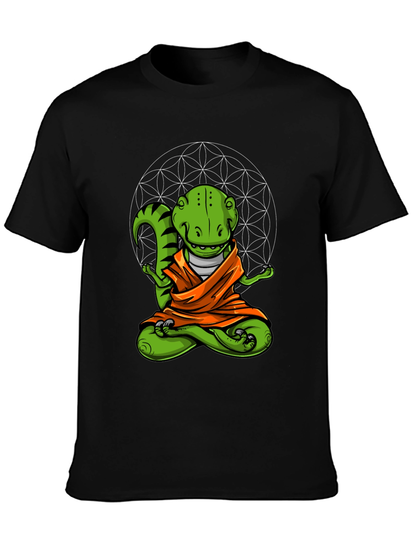 Black Zen Dino T-Shirt - Meditating Reptile Tee view 3