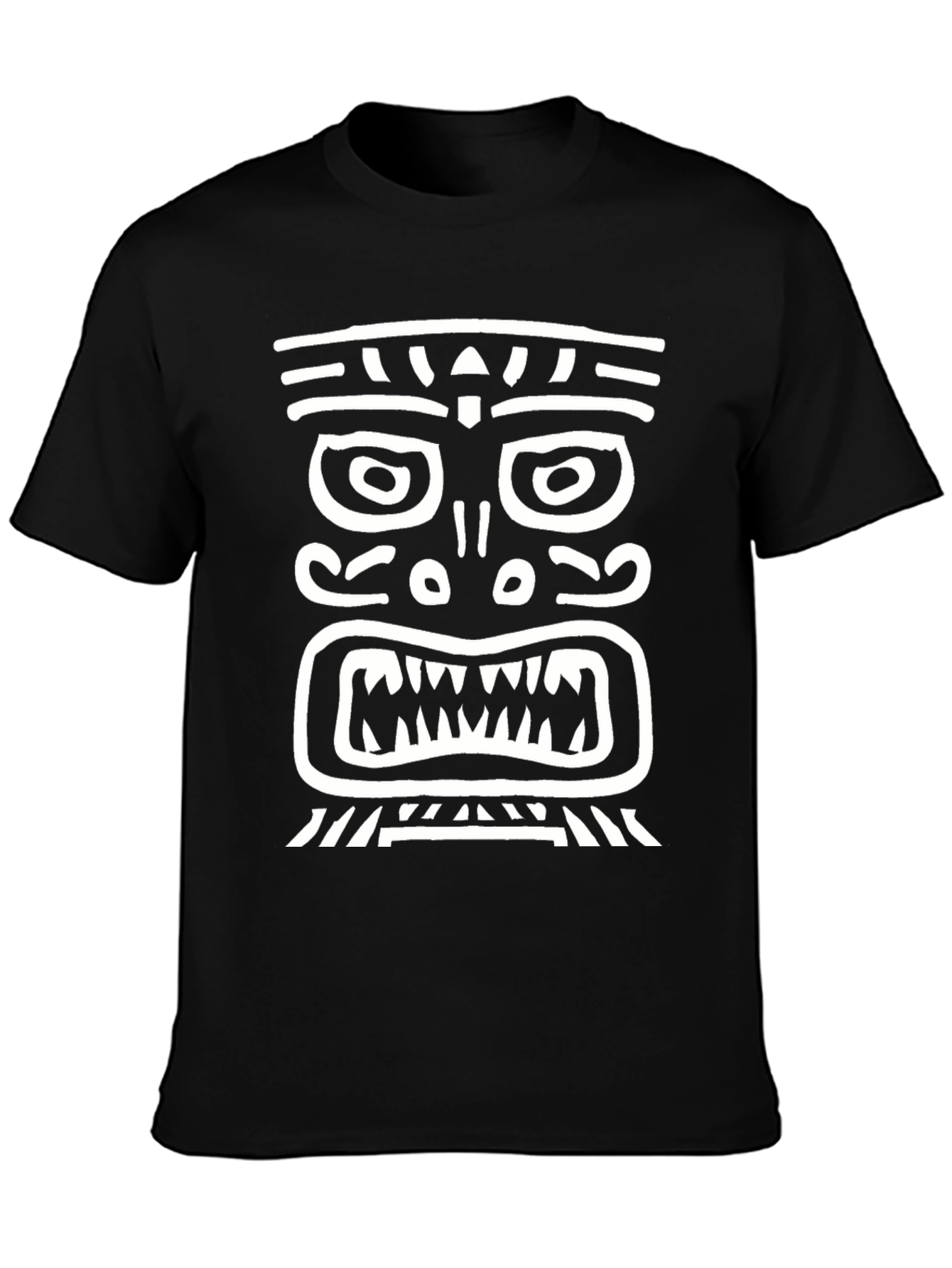 Black Tribal Mask Graphic Tee - Men's Black T-Shirt view 3