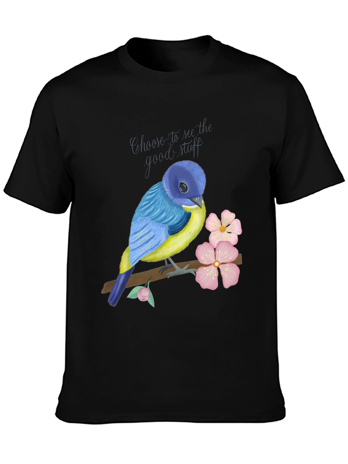 Black Blue Bird Graphic T-Shirt - Choose to See the Good view 3