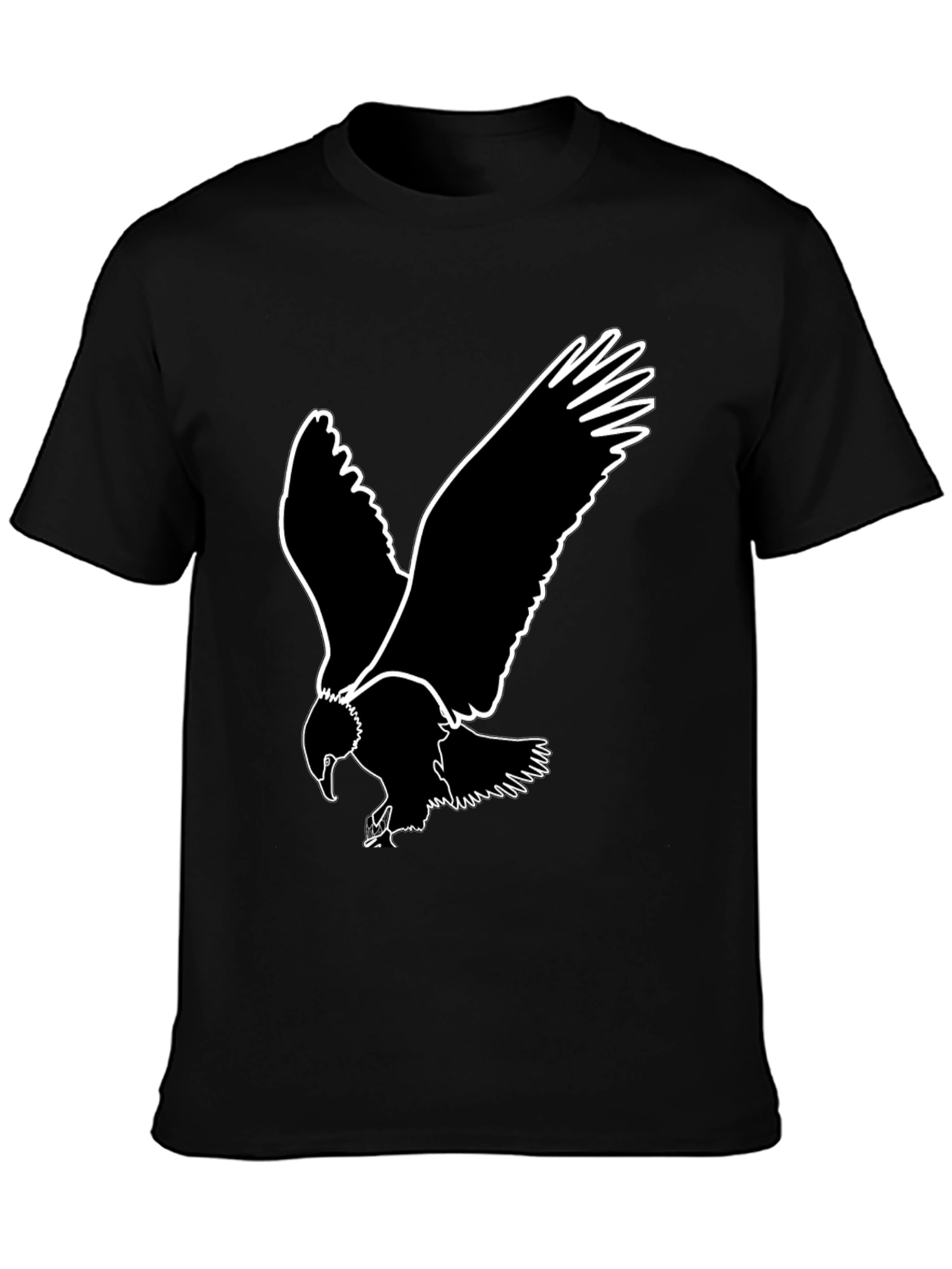 Black Bold Eagle Graphic Tee - Black Cotton T-Shirt view 3