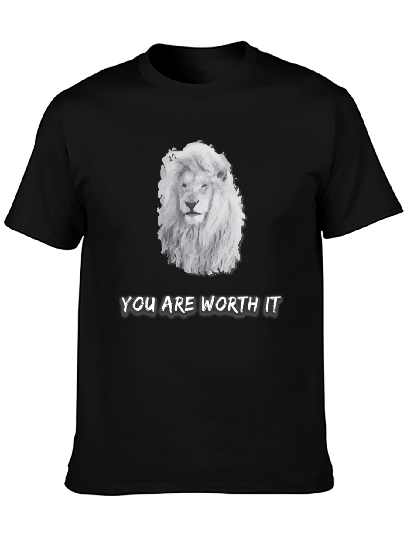 Black Lion Graphic Tee - "You Are Worth It" Unisex T-Shirt view 3