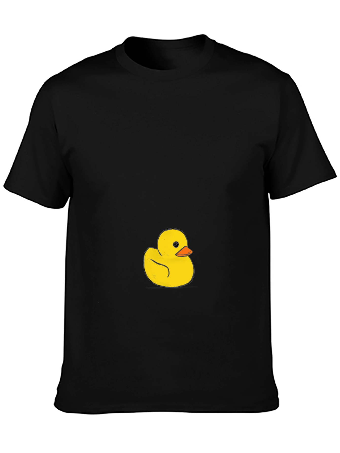 Black Men's Black T-Shirt with Cute Rubber Duck Graphic view 3
