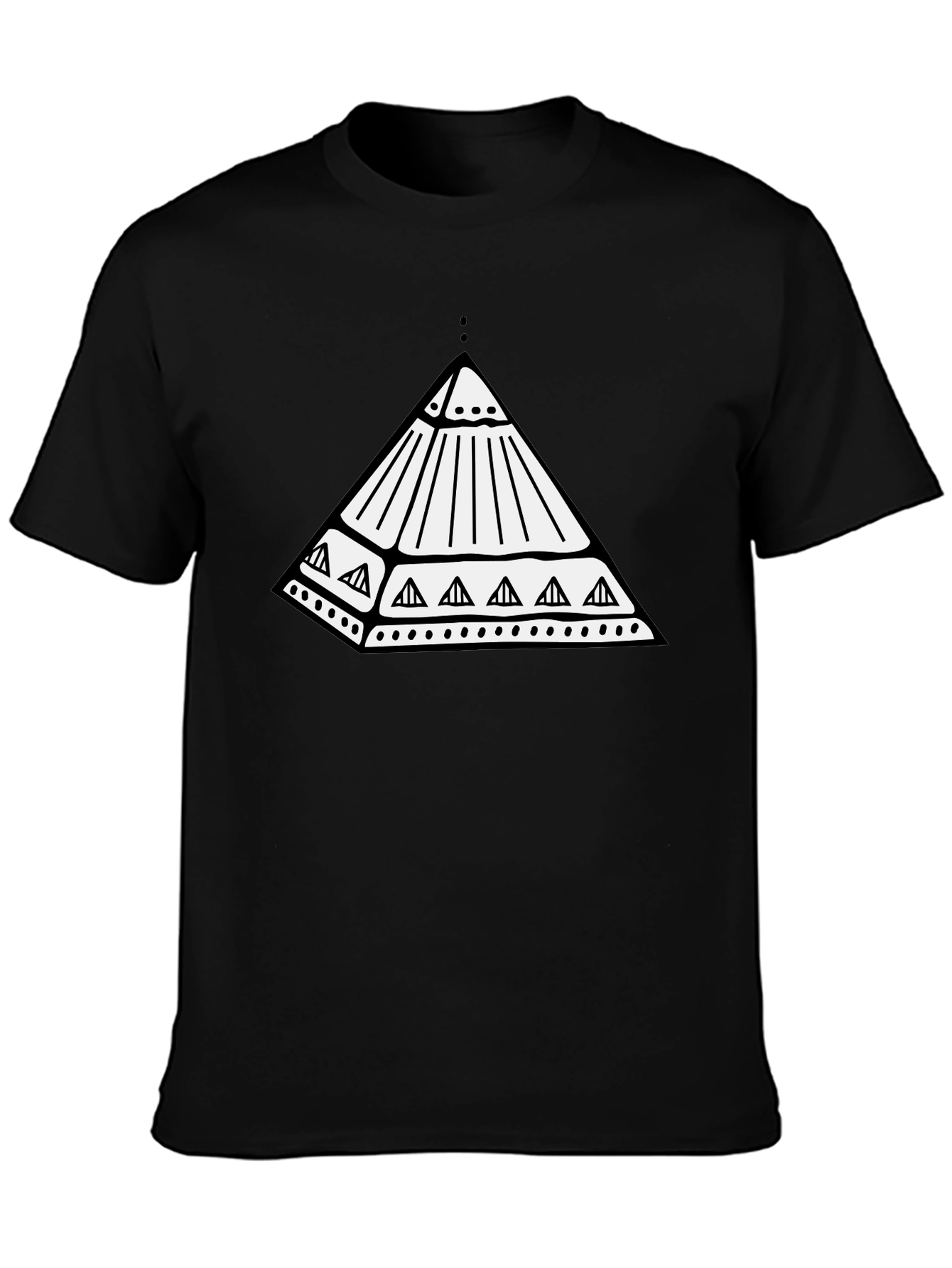 Black Geometric Pyramid Graphic Black T-Shirt view 3