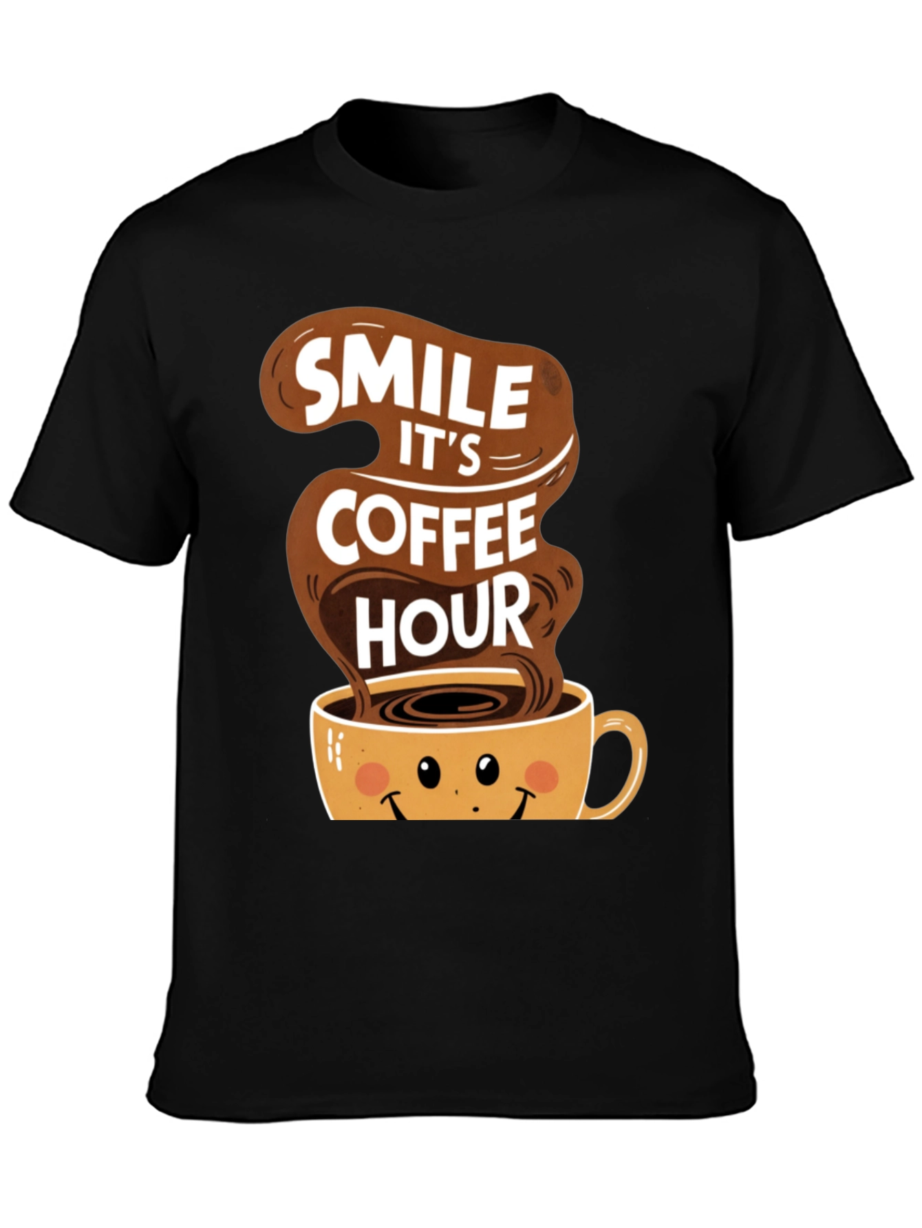 Black Smile It's Coffee Hour Black T-Shirt view 3