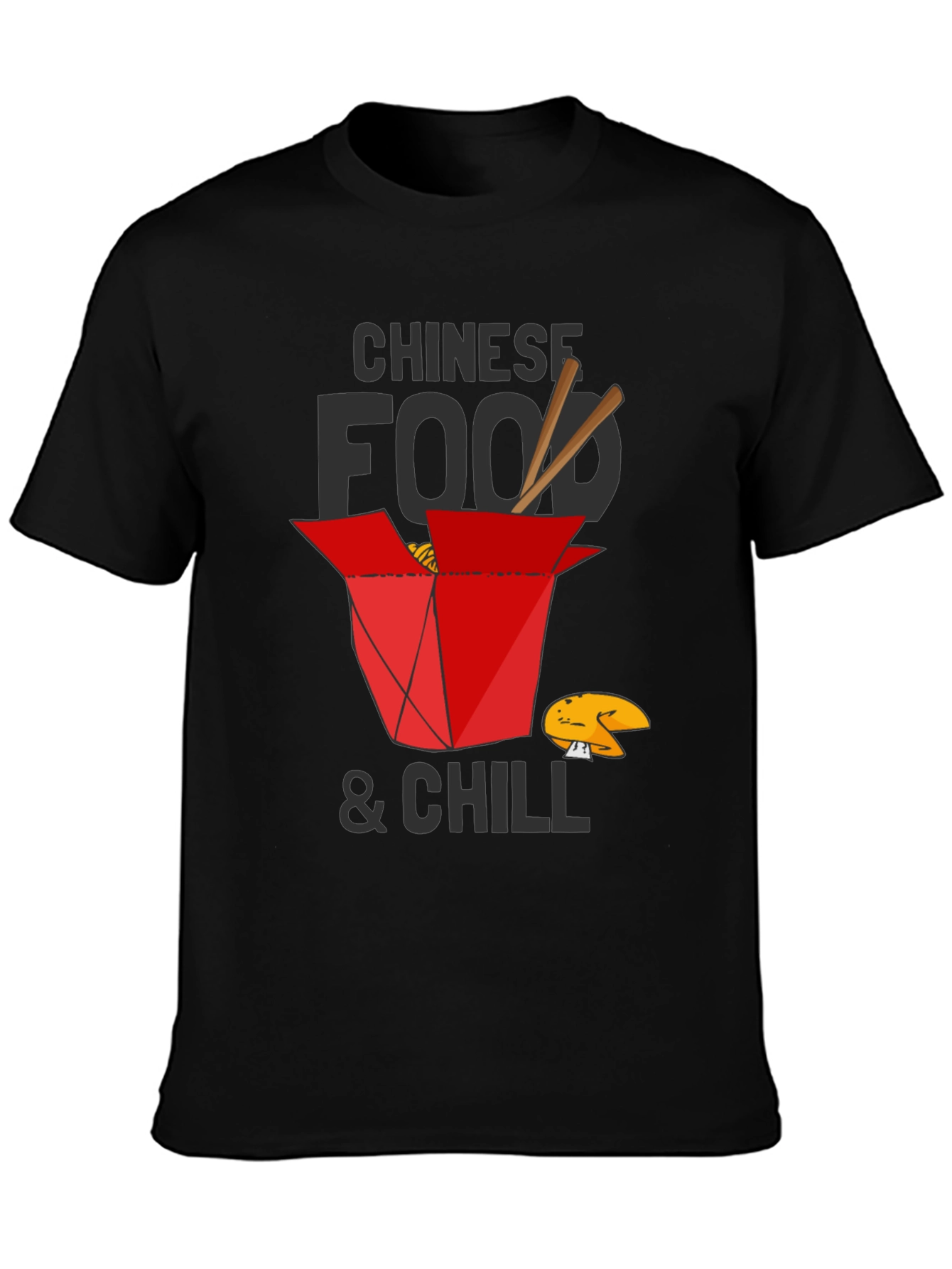Black Chinese Food and Chill Graphic T-Shirt view 3