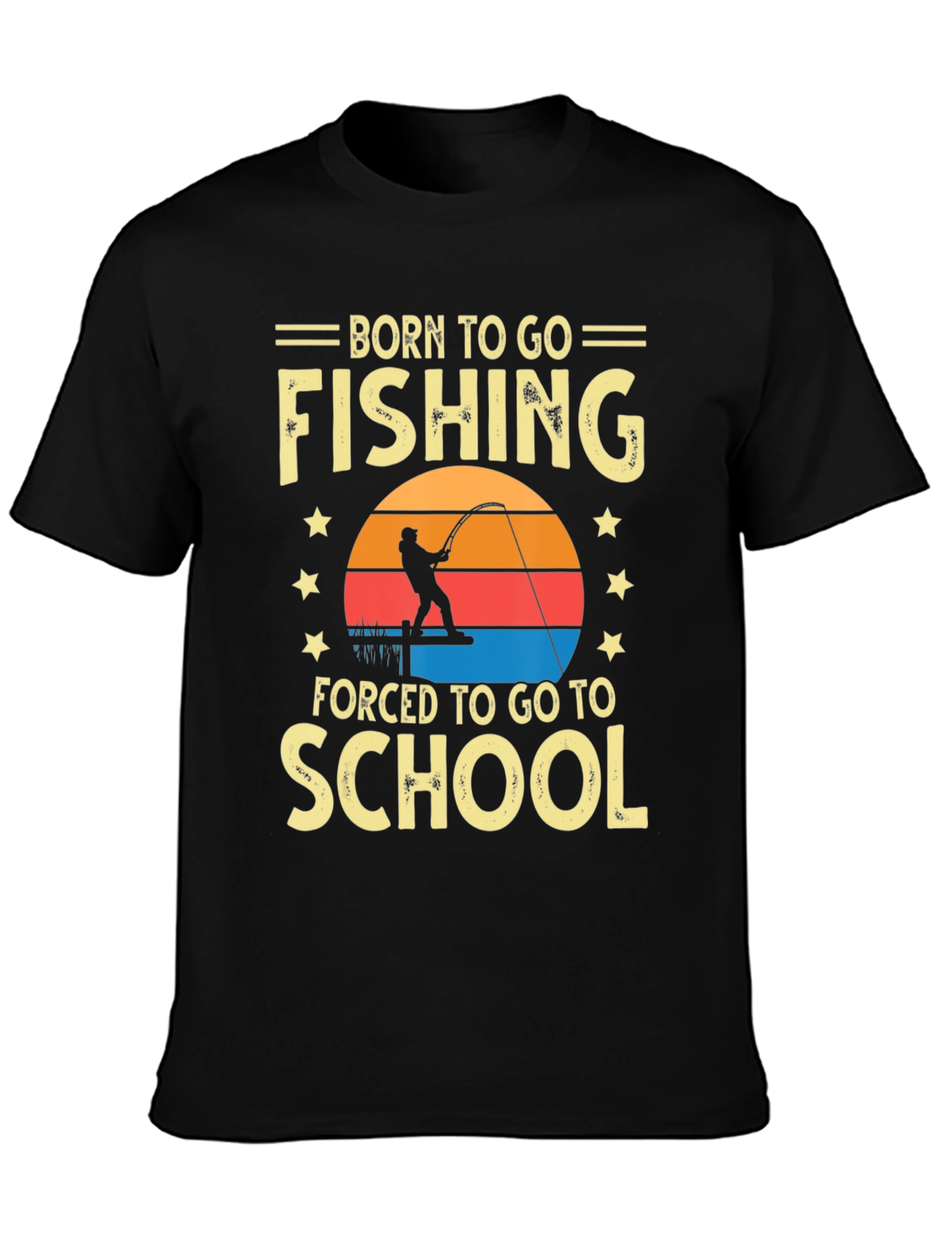 Black Born To Go Fishing T-Shirt view 3