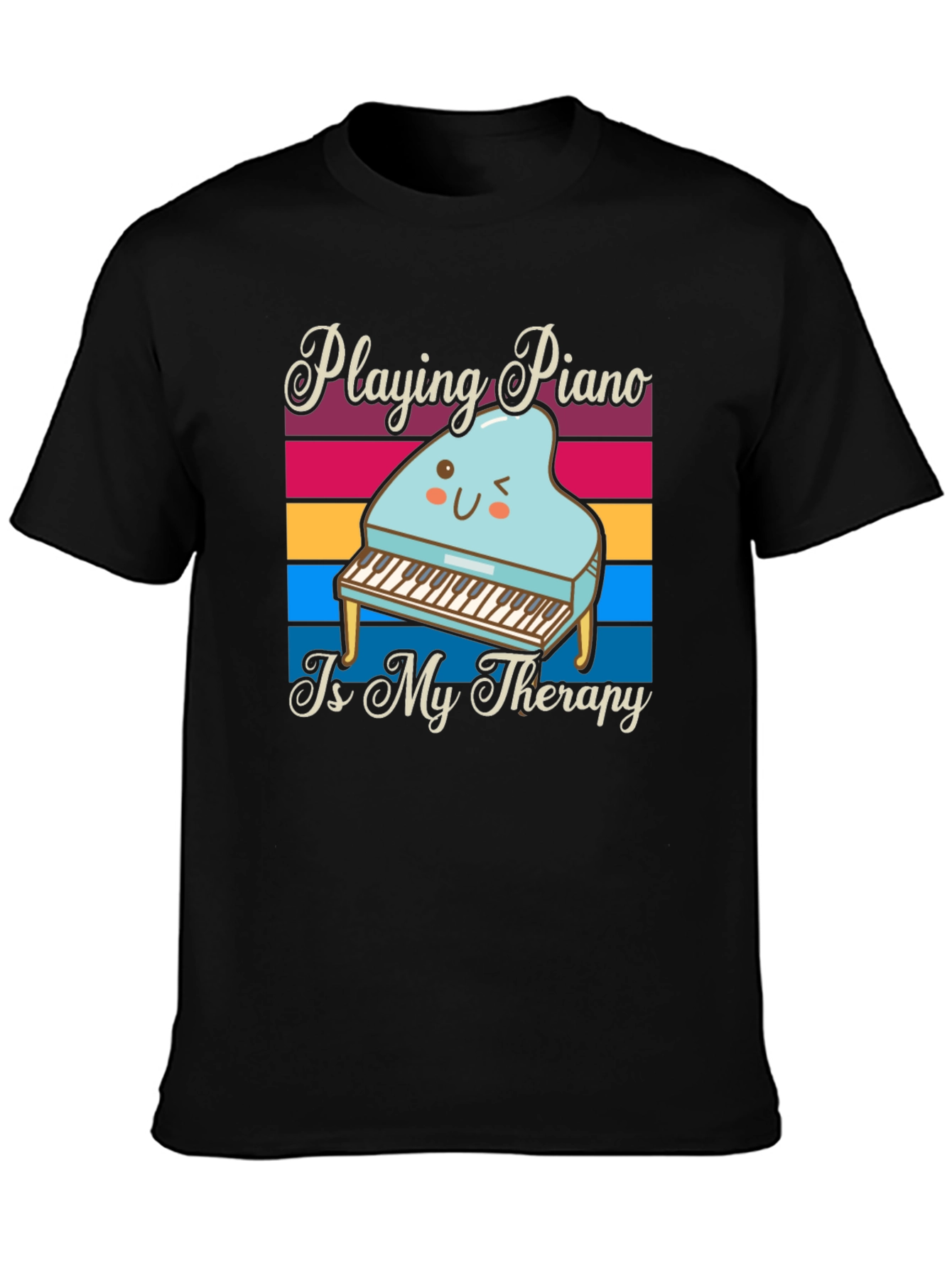 Black Playing Piano is My Therapy T-Shirt view 3