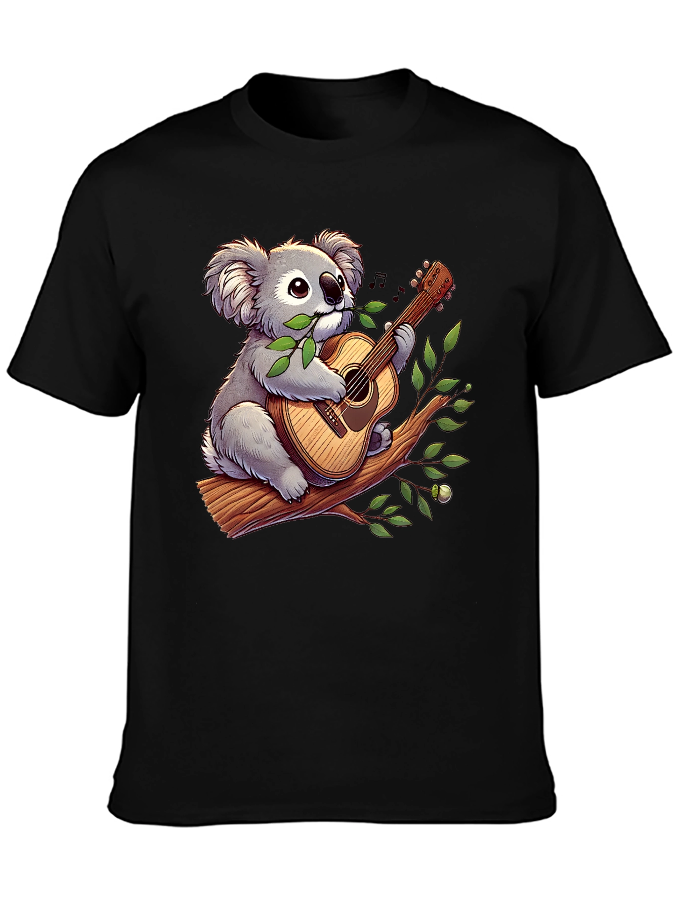 Black Koala Guitar Player Graphic T-Shirt view 3