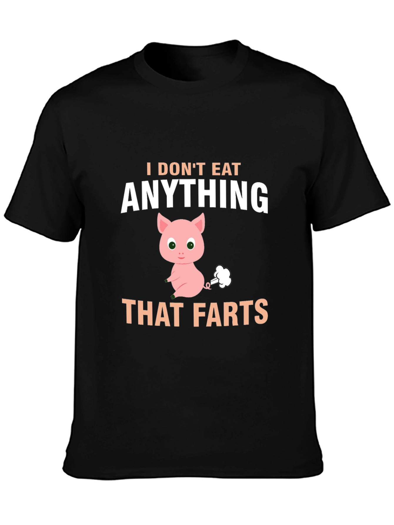 Black Funny Vegan T-Shirt - I Don't Eat Anything That Farts view 3