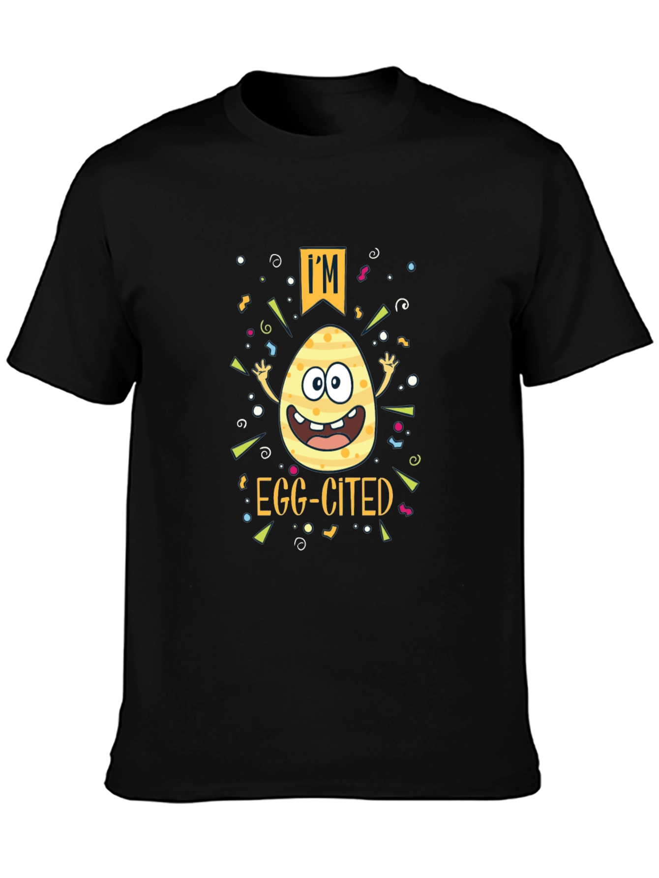 Camiseta Negra "Egg-cited" Pascua