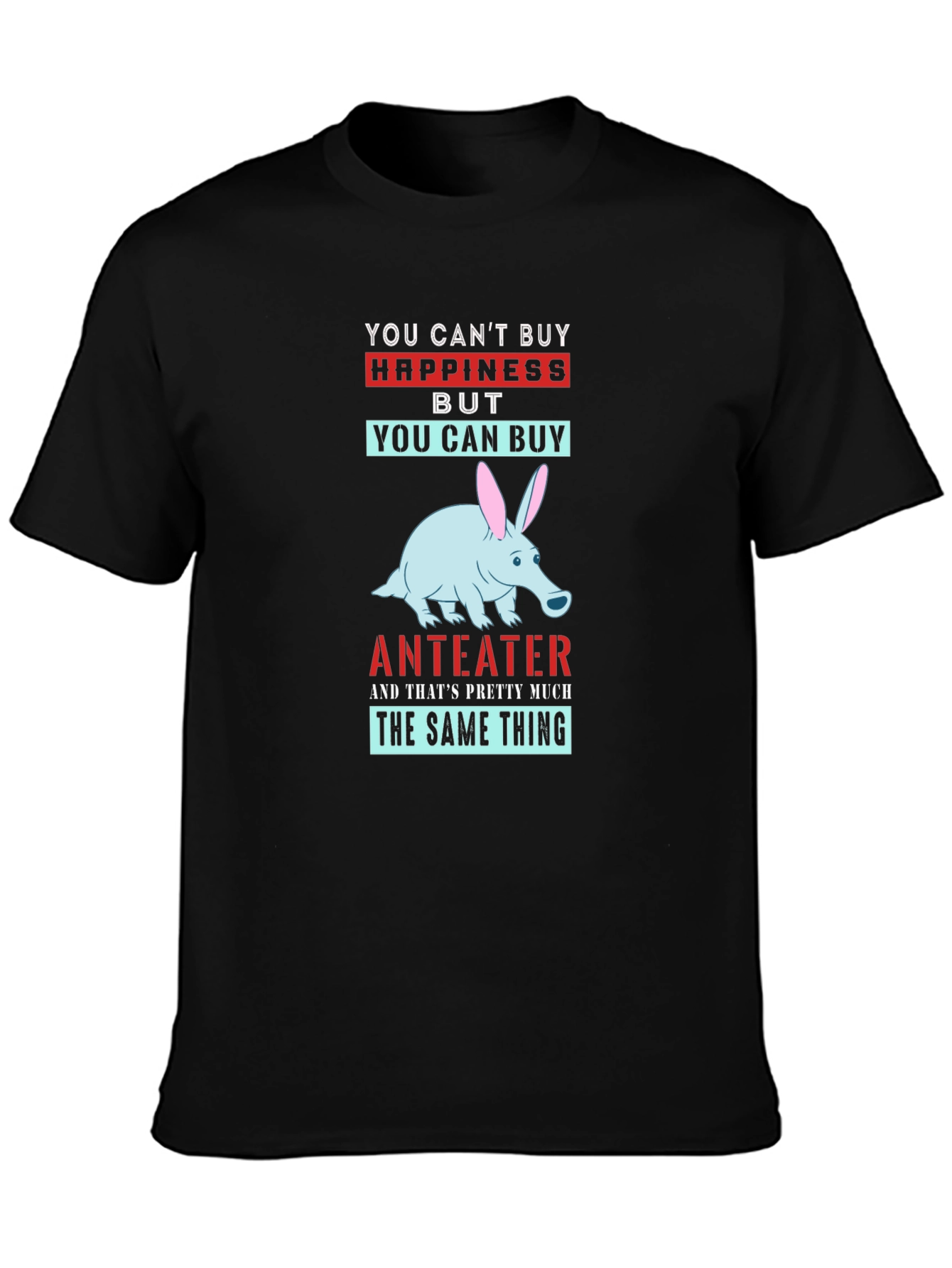 Black Anteater Happiness T-Shirt - Novelty Graphic Tee view 3