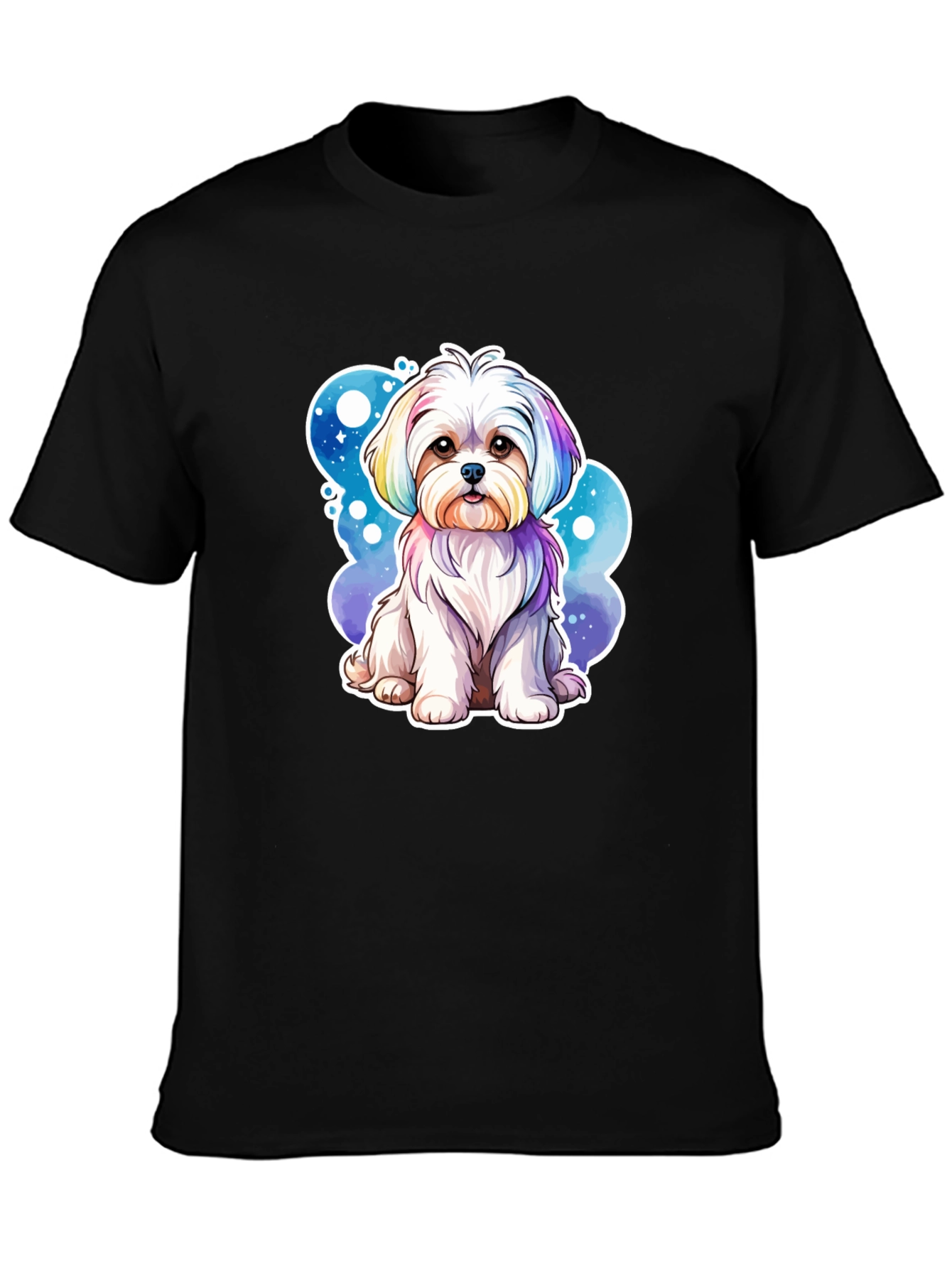 Black Rainbow Maltese Dog Graphic Tee view 3