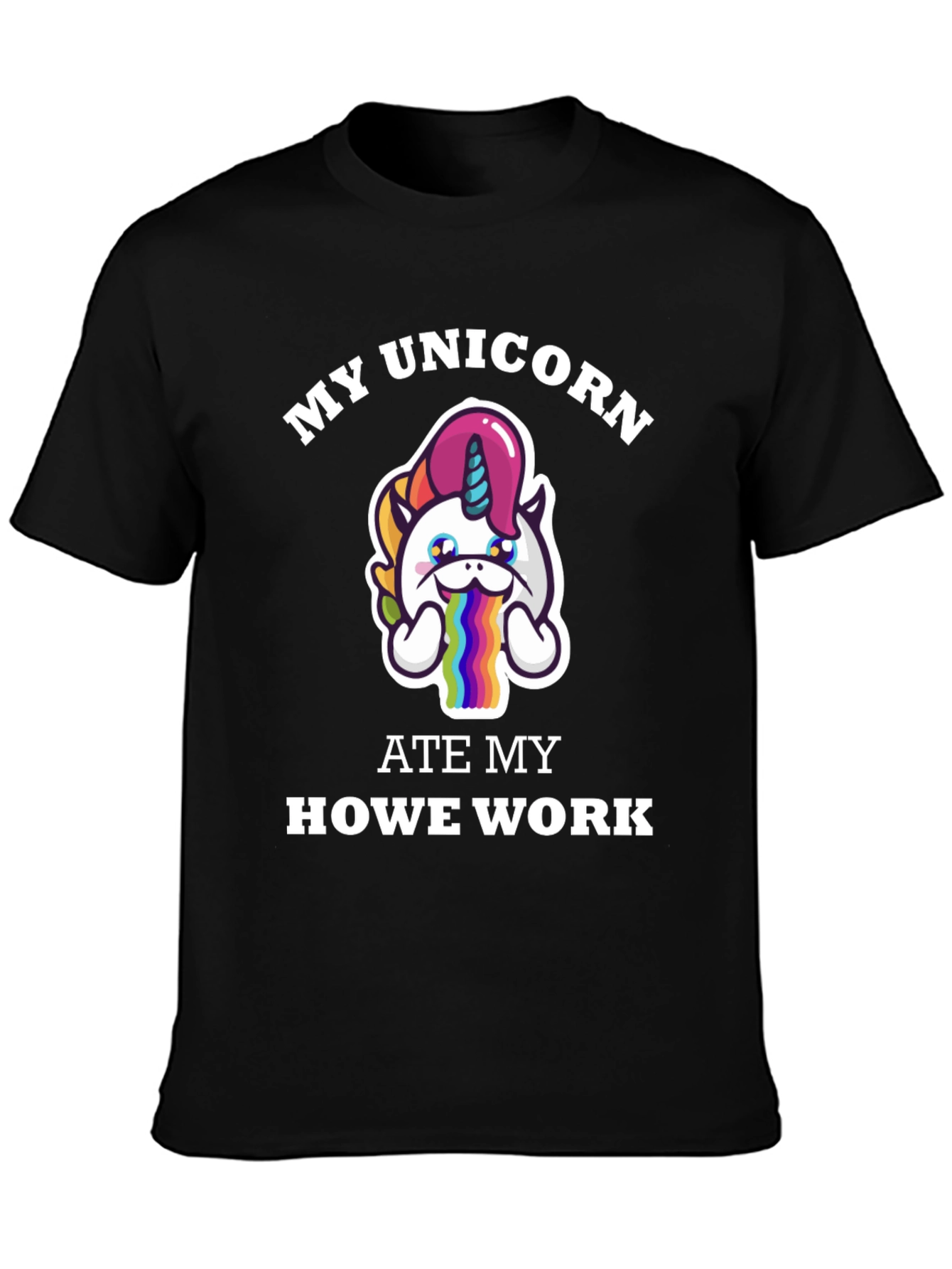 Black My Unicorn Ate My Homework T-Shirt view 3