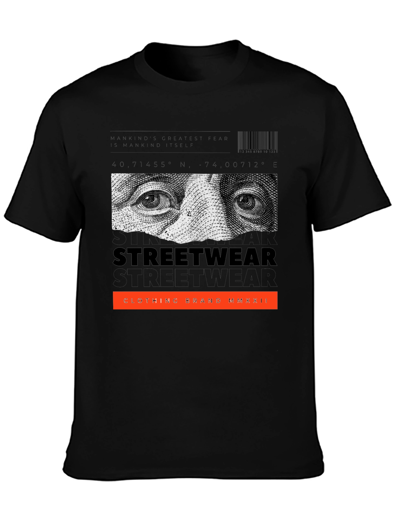 Black Streetwear Graphic Print Black T-Shirt view 3