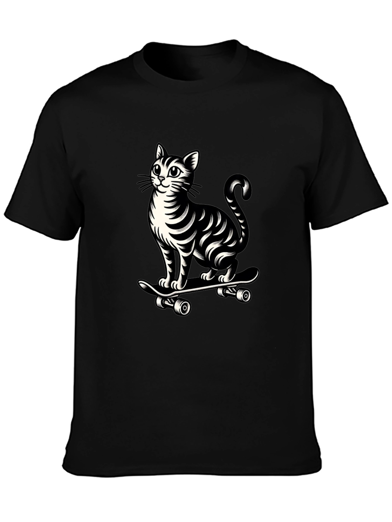 Black Cat on Skateboard Graphic Tee - Cool & Unique Design view 3