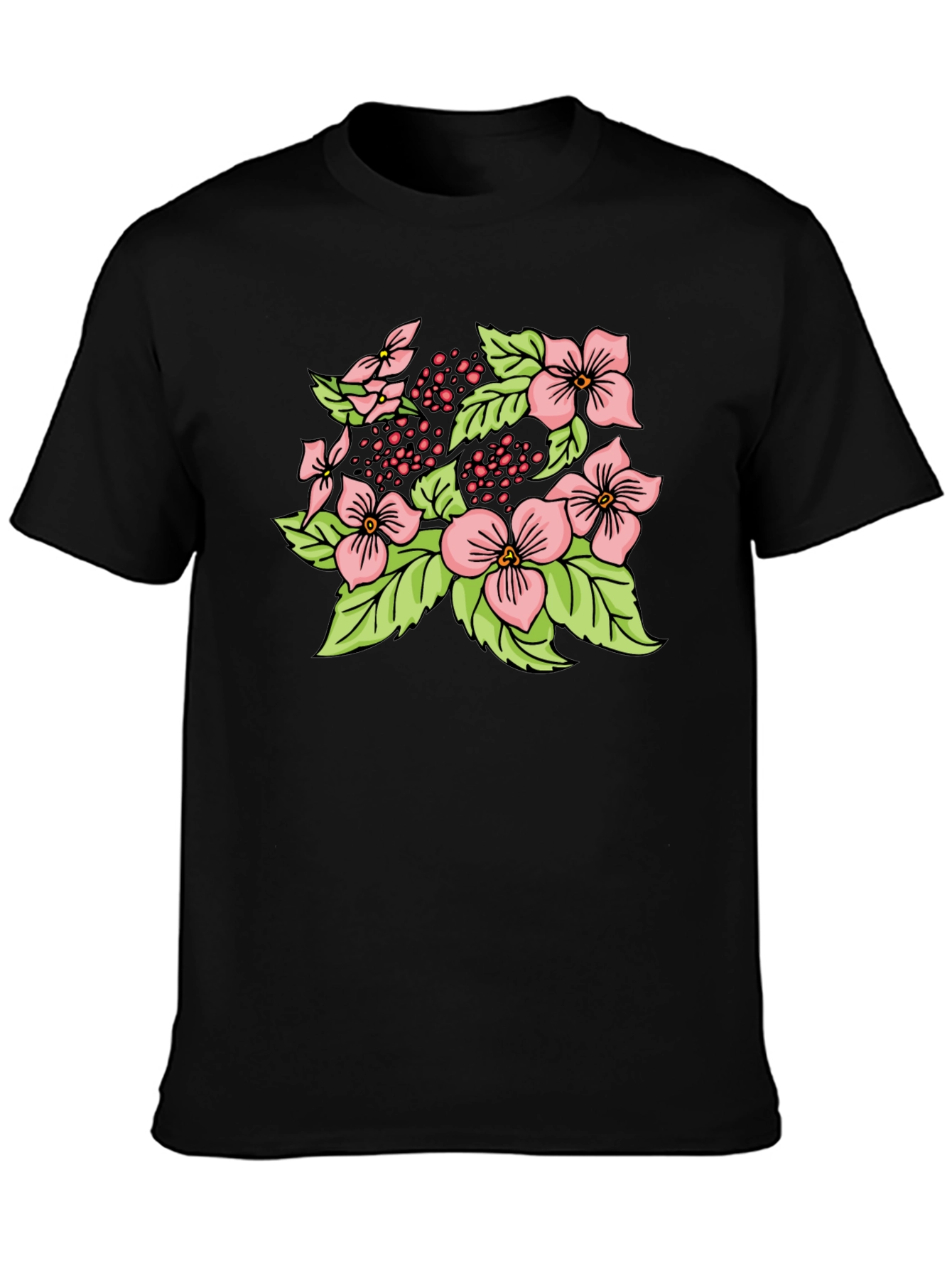 Black Floral Print Black T-Shirt view 3