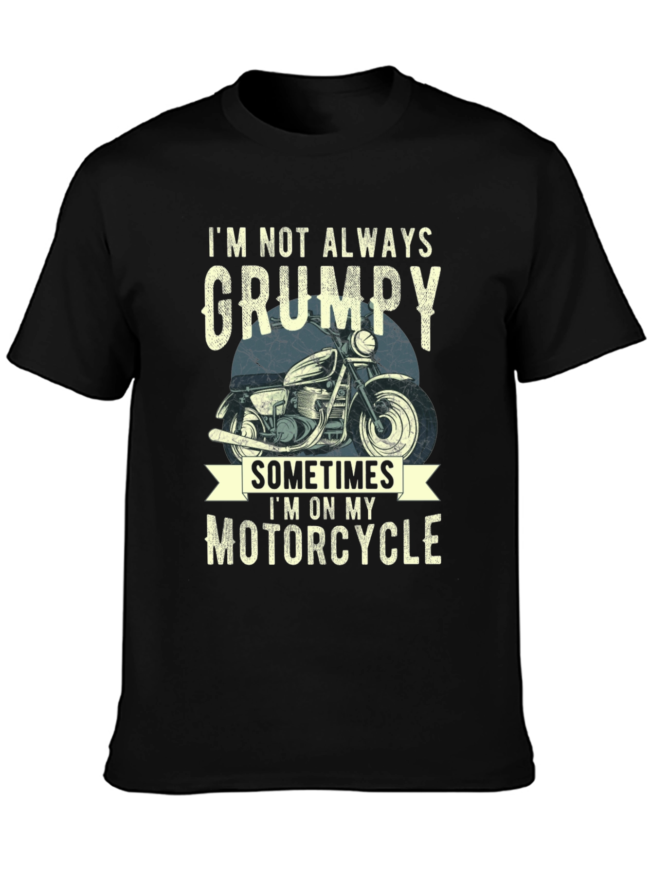 Black Grumpy Motorcycle T-Shirt - Funny Biker Tee view 3
