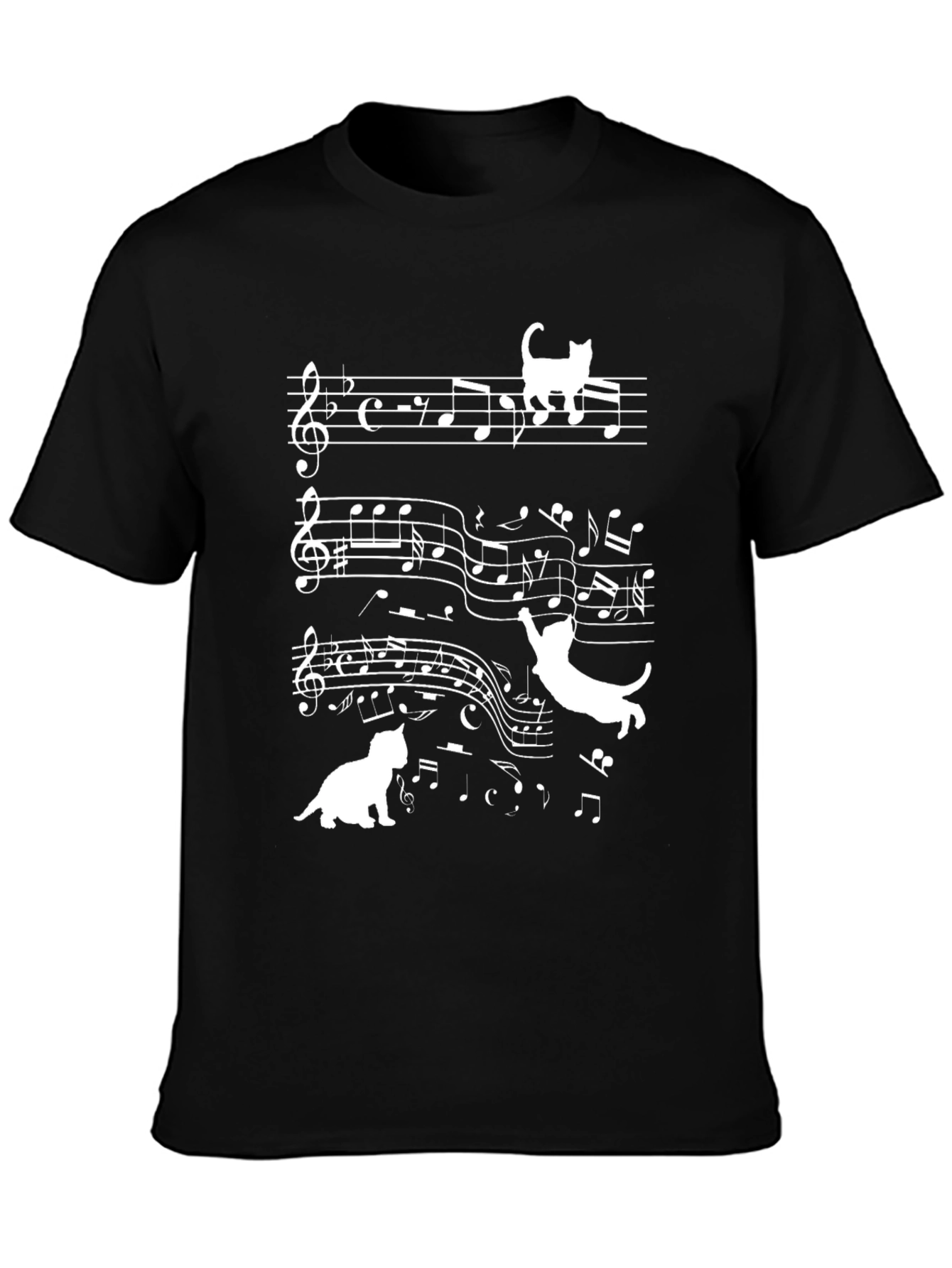 Black Musical Cats T-Shirt - Black view 3