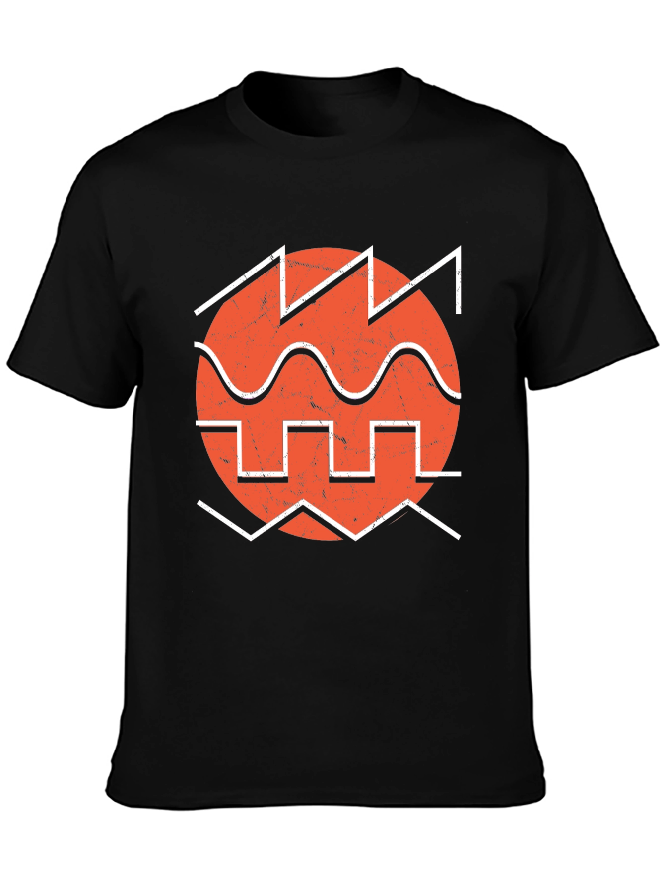 Black Retro Waveform Graphic Tee - Black view 3