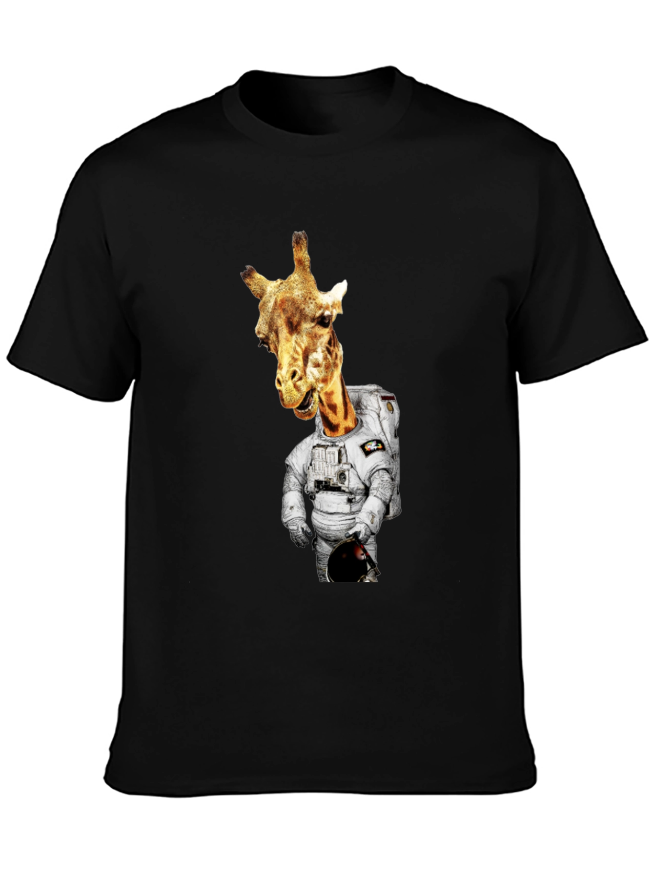 Black Giraffe Astronaut Graphic Tee - Men's Black T-Shirt view 3