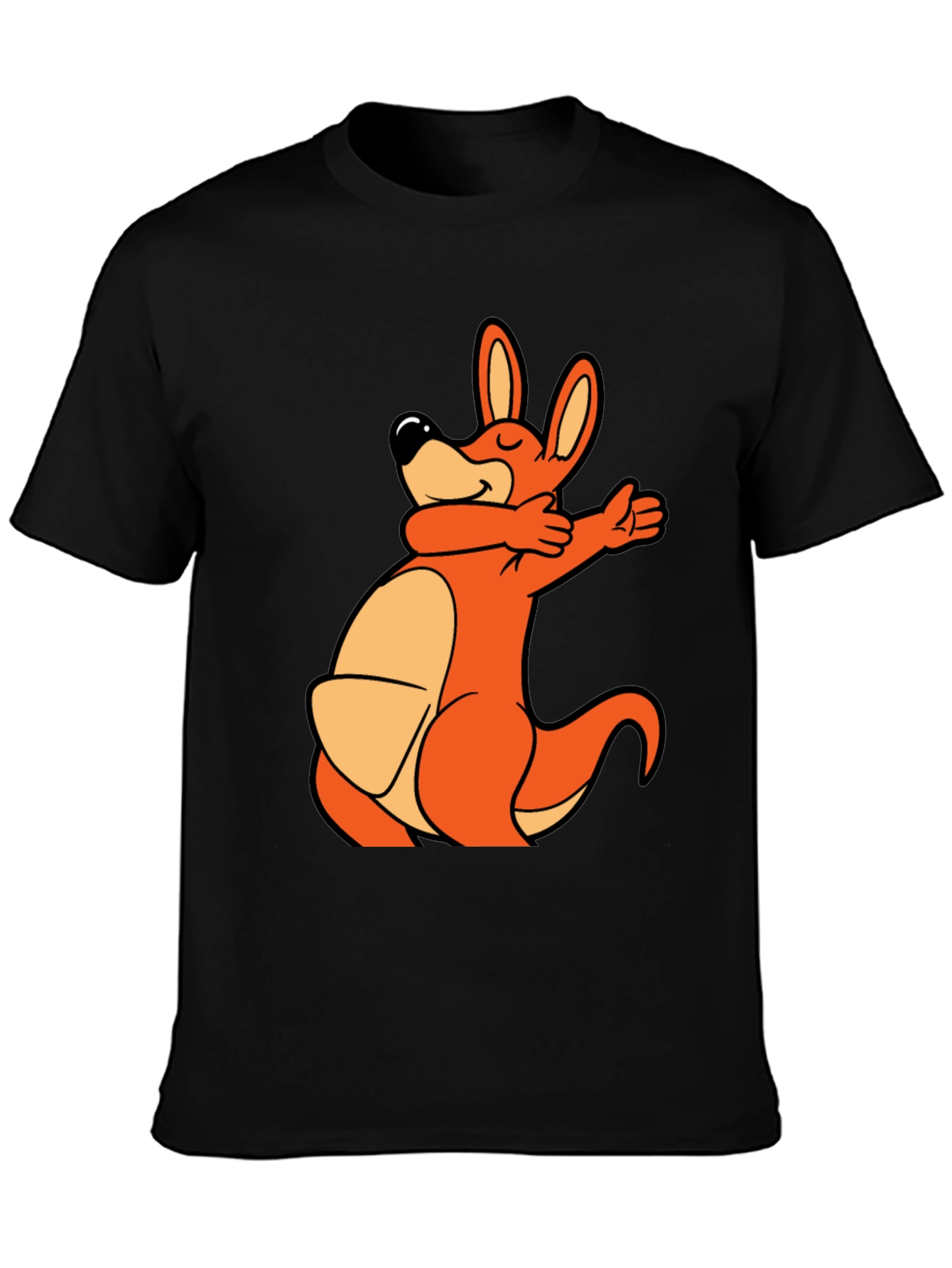 Black Dabbing Kangaroo Black T-Shirt view 3