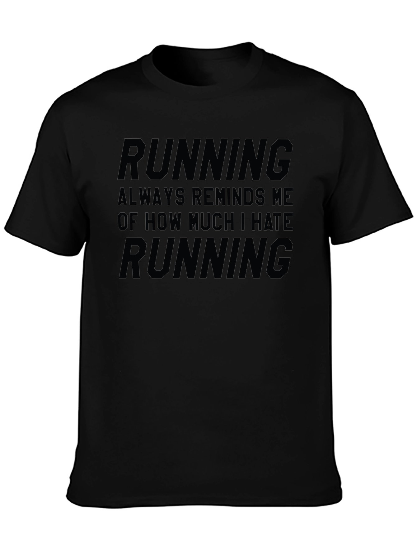 Black Funny Running Hate T-Shirt - Novelty Design view 3