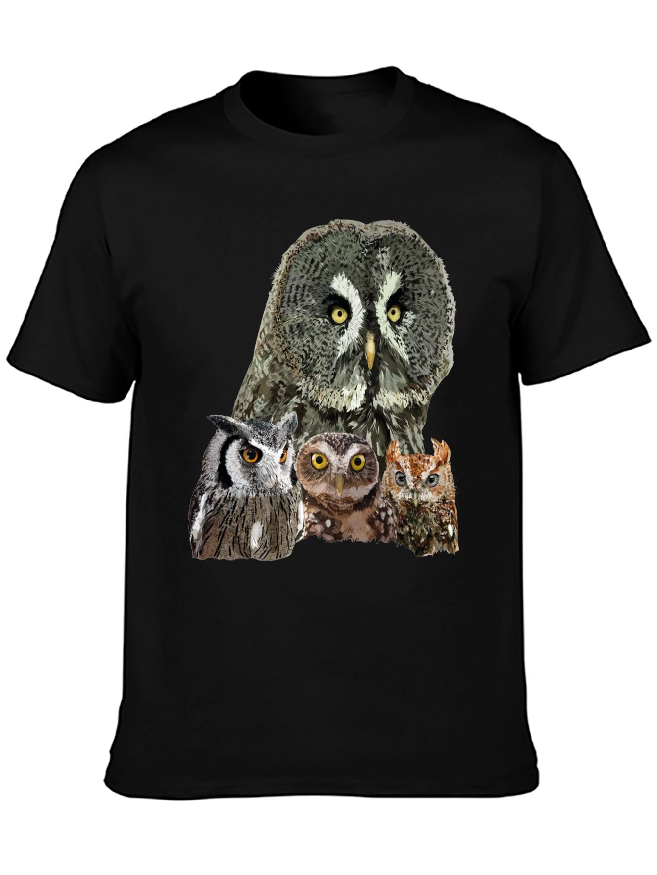 Owl Portrait Graphic T-Shirt - Men's Black Tee - 3